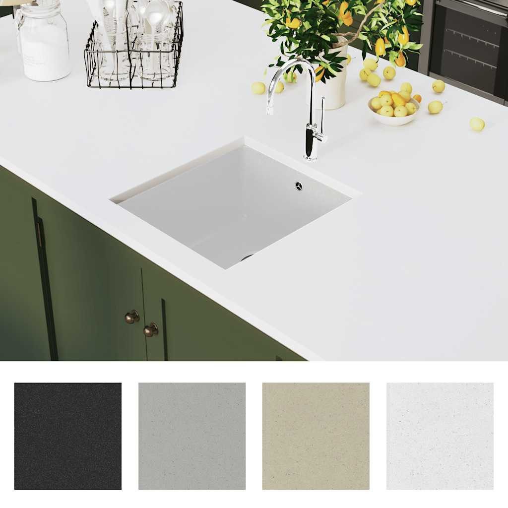 vidaXL Granitspüle Granitspüle Einzelbecken Weiß, 46/42 cm