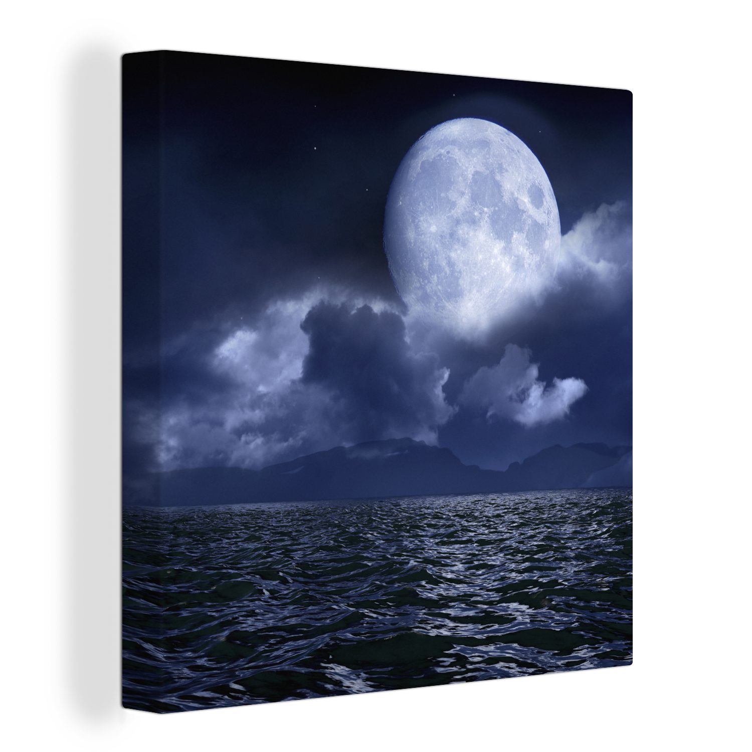 - Schlafzimmer Mond (1 - St), Horizont, Wohnzimmer Meer Bilder Leinwandbild OneMillionCanvasses® für Leinwand