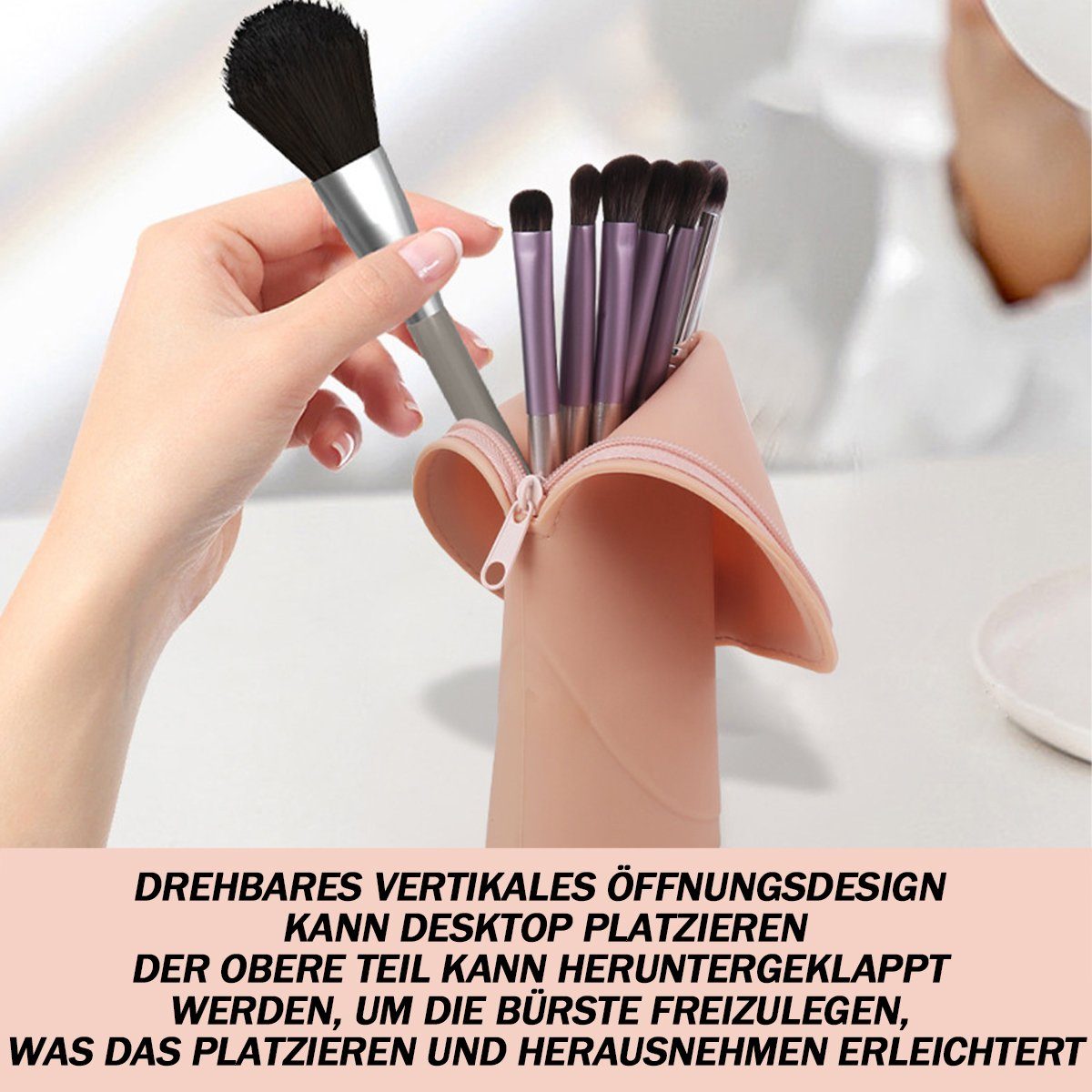 Frau Jormftte Kosmetiktasche Make-up-Pinsel-Organizer-Tasche,Reise-Make-up-Pinselhalter,für Braun