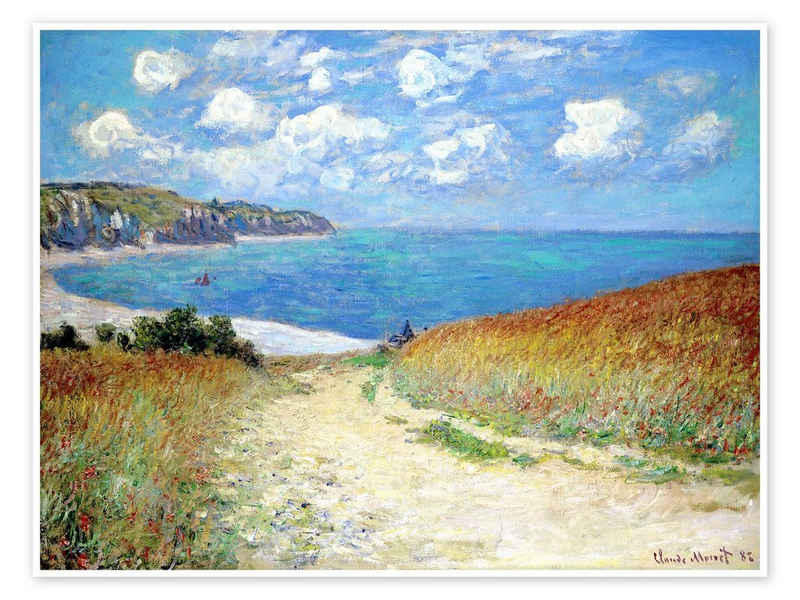 Posterlounge Poster Claude Monet, Strandweg durch den Weizen bei Pourville, Badezimmer Maritim Malerei