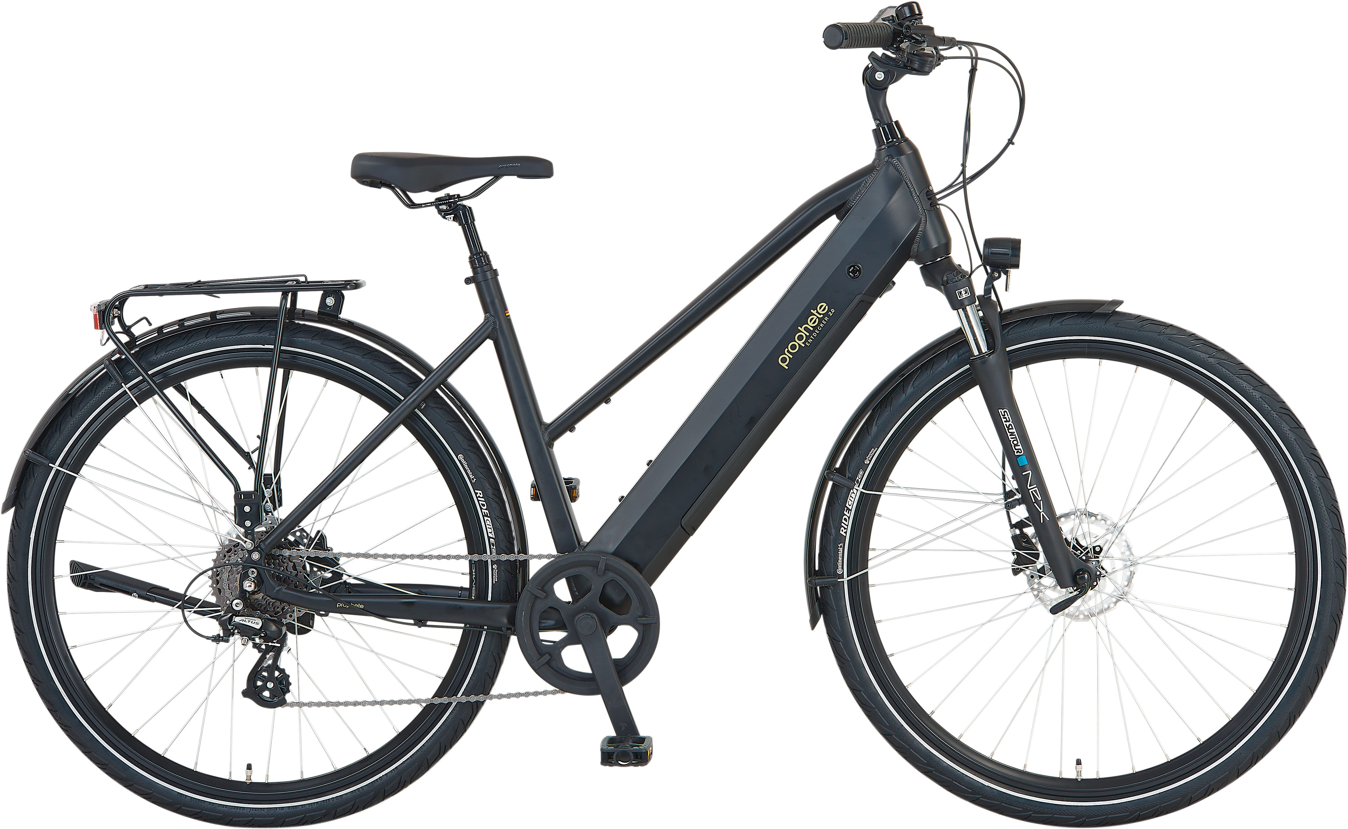 Prophete E-Bike Entdecker 2.0, 8 Gang Shimano, Kettenschaltung, Heckmotor, 360 Wh Akku, Pedelec, Elektrofahrrad für Damen, Trekkingrad