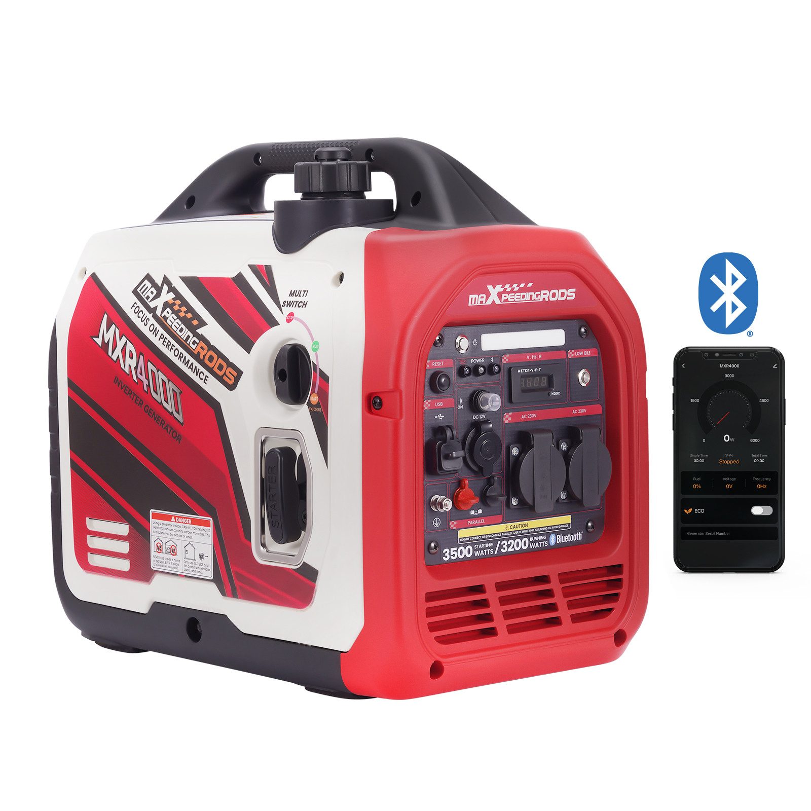 maXpeedingrods Stromerzeuger MXR4000, 3,5 in kW, Inverter Benzin App Fernüberwachung