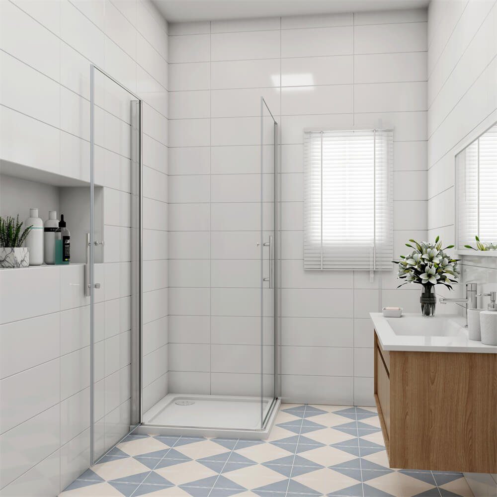 duschspa Eckdusche Duschabtrennung Eckeinstieg Duschkabine Drehtür Duschtür Nano Glas, BxT: 70x70 cm, Einscheibensicherheitsglas, Sicherheitsglas, Set
