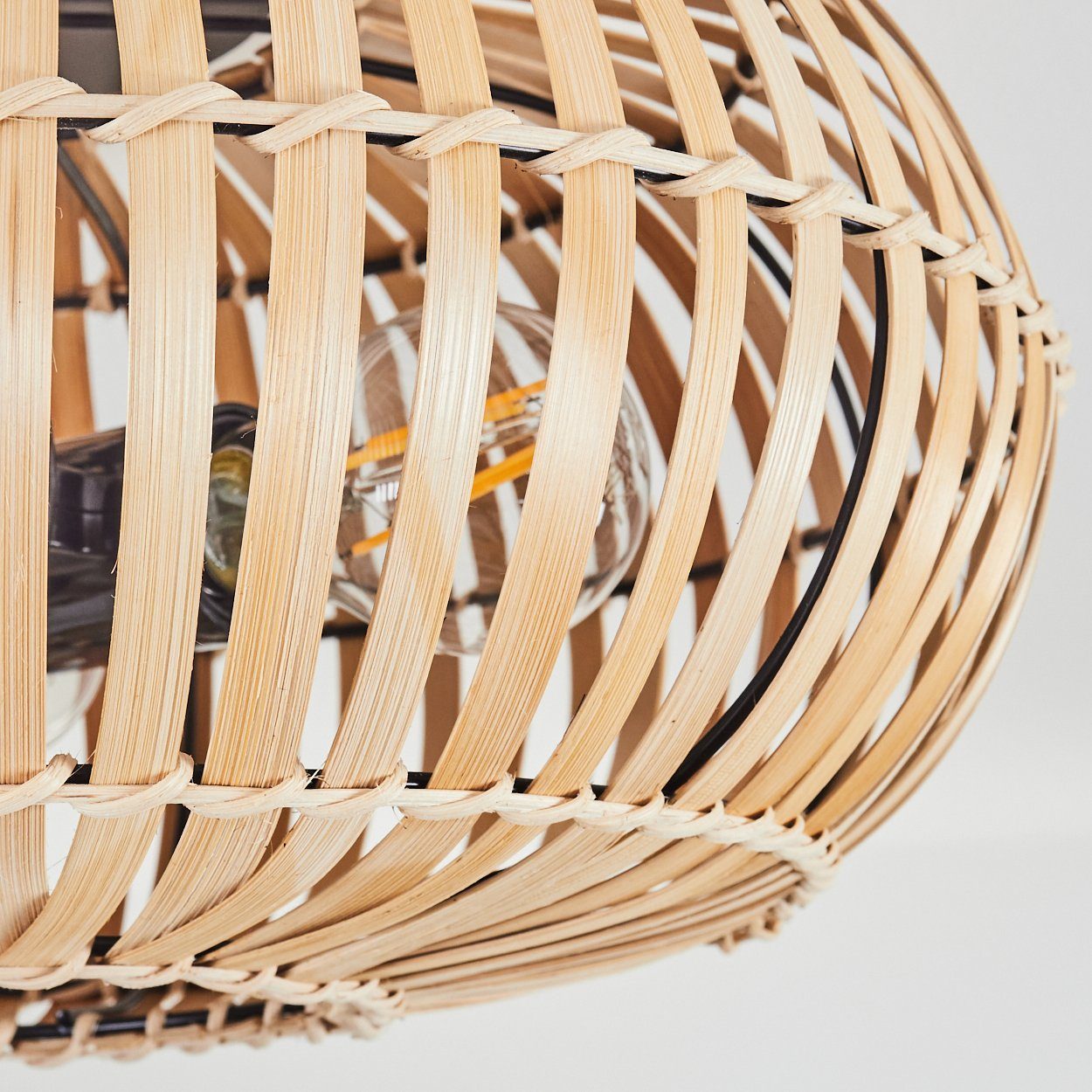 hofstein Deckenleuchte moderne Deckenlampe aus Metall/Bambus in Schwarz/Natur, ohne Leuchtmittel, Deckenleuchte Lichteffekt, Ø40,5cm, 3x E27, ohne Leuchtmittel