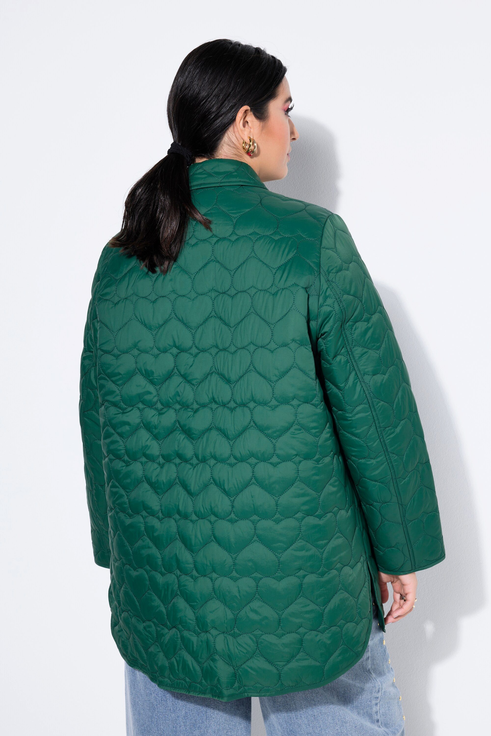 Studio Untold Wintermantel Mantel kurz Loose Shape Stepp Hearts-Muster