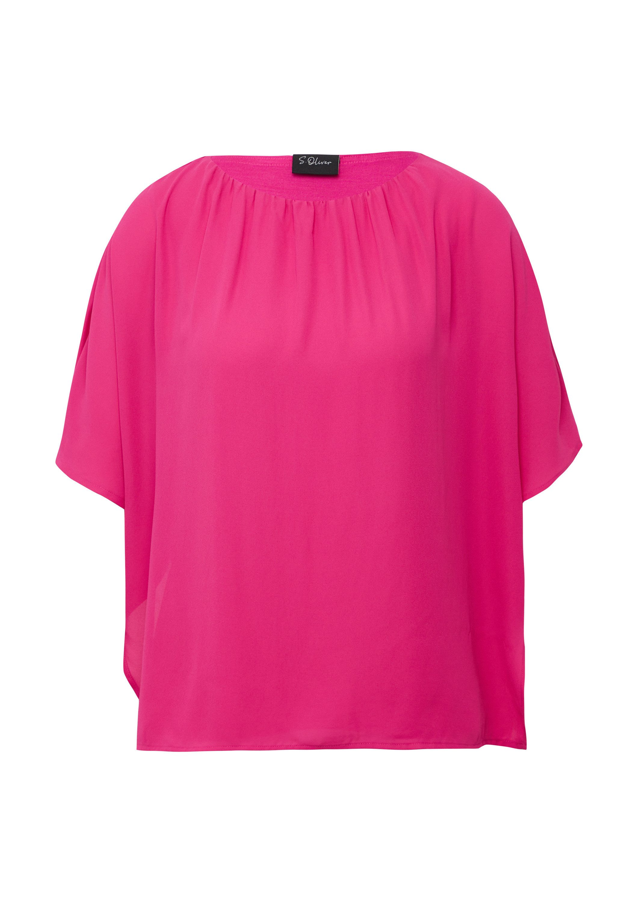 s.Oliver Kurzarmshirt T-Shirt Chiffonshirt im Loose Fit mit Jerseyfutter günstig online kaufen