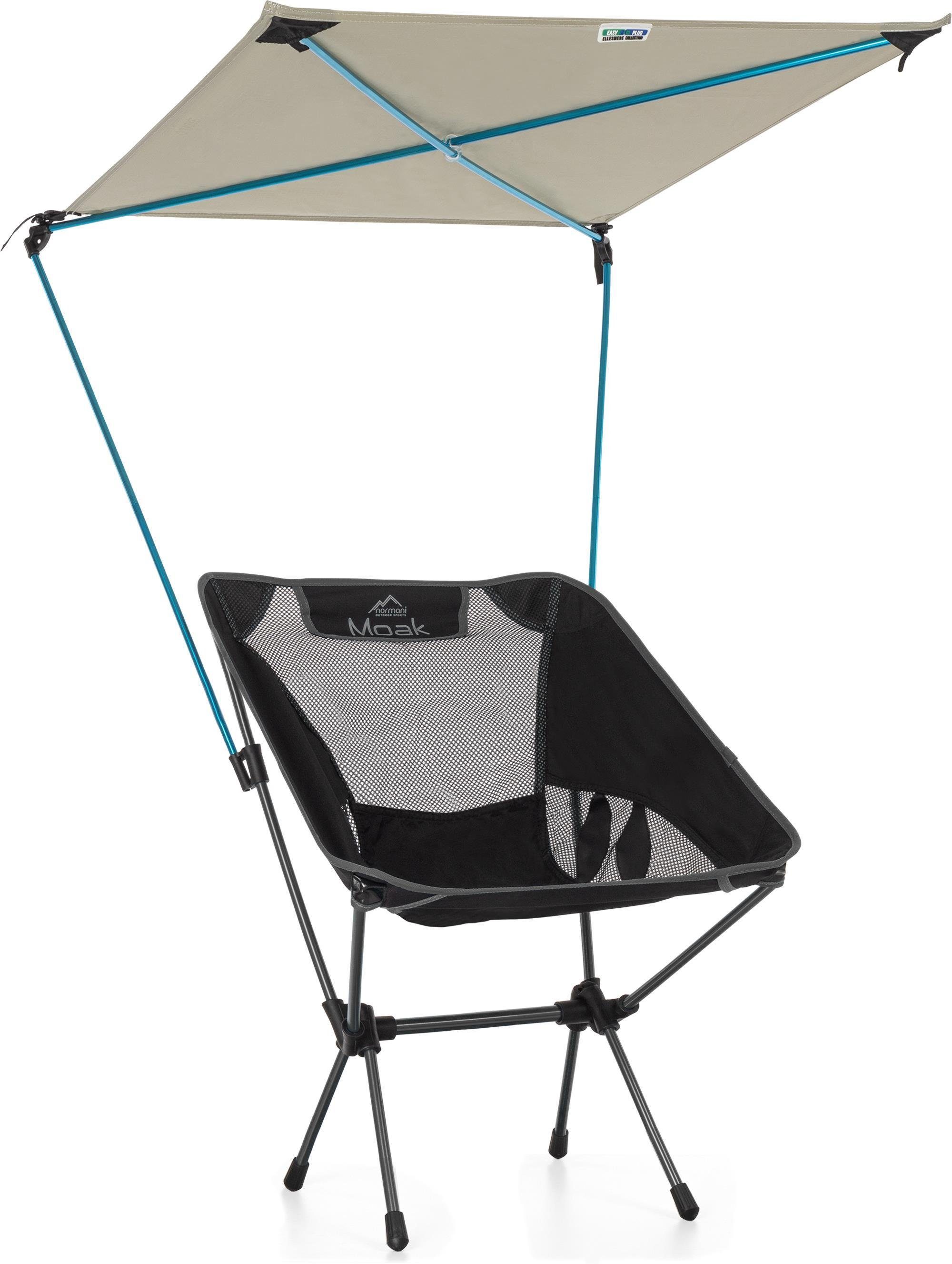 normani Campingstuhl Campingstuhl „Moak“ mit Sonnenschirm, Strandstuhl  Gartenstuhl Klappstuhl mit Sonnensegel Sonnendach und UV-Schutz