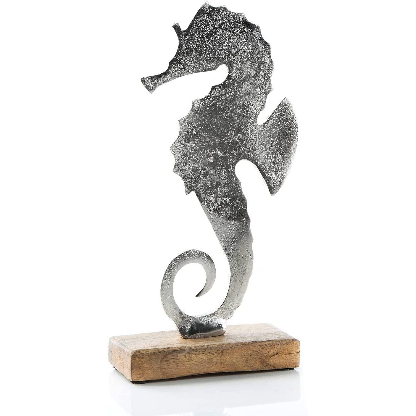 Logbuch-Verlag Dekofigur Seepferdchen Figur aus Metall Silber braun - zum Hinstellen 27 cm