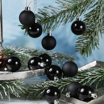 MARELIDA Weihnachtsbaumkugel Christbaumkugel Weihnachtskugel bruchfest D: 4cm schwarz 16er Set (16 St)