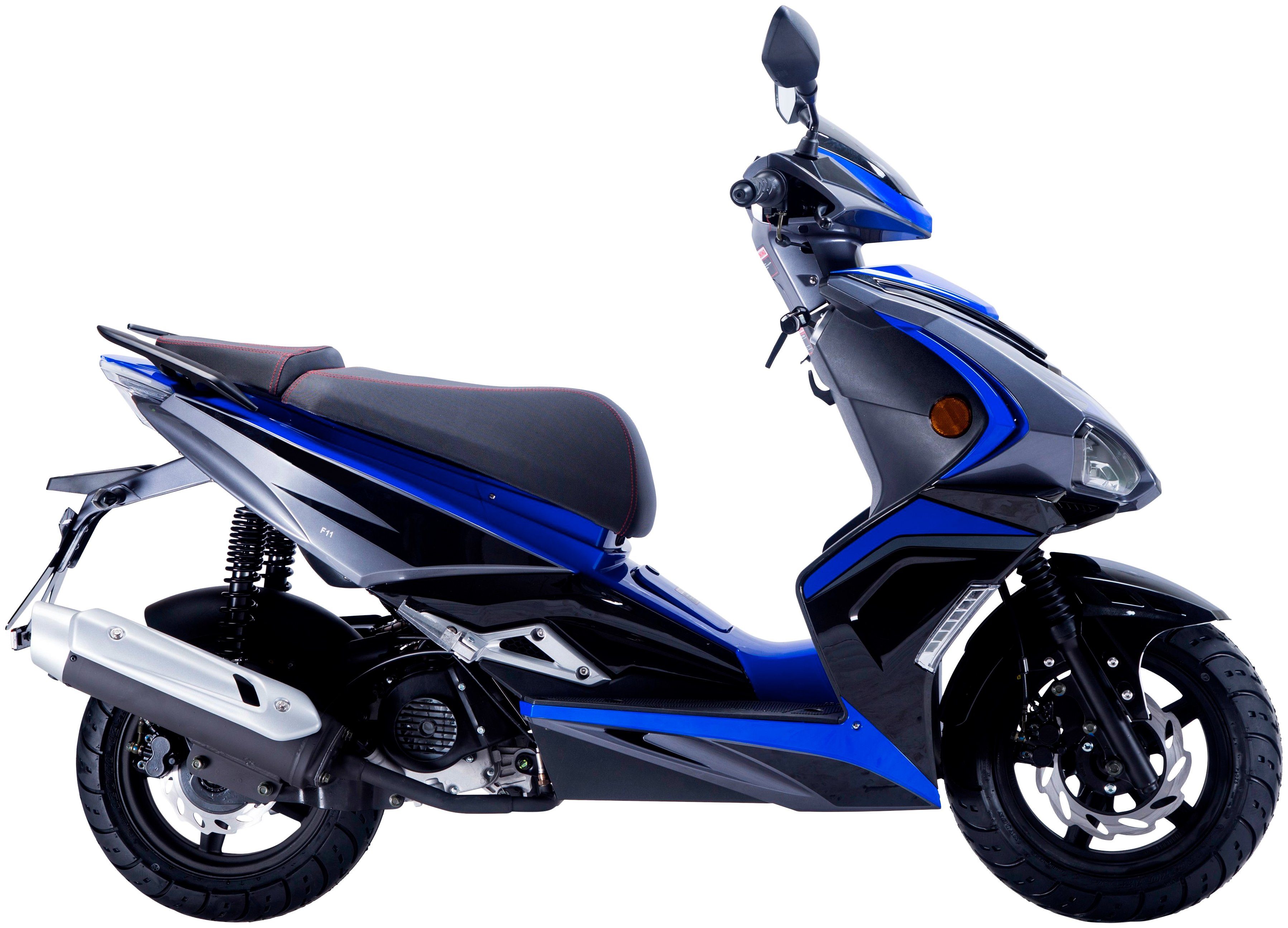 Striker, schwarz/blau 50 ccm, Euro GT 45 km/h, UNION 5 Motorroller