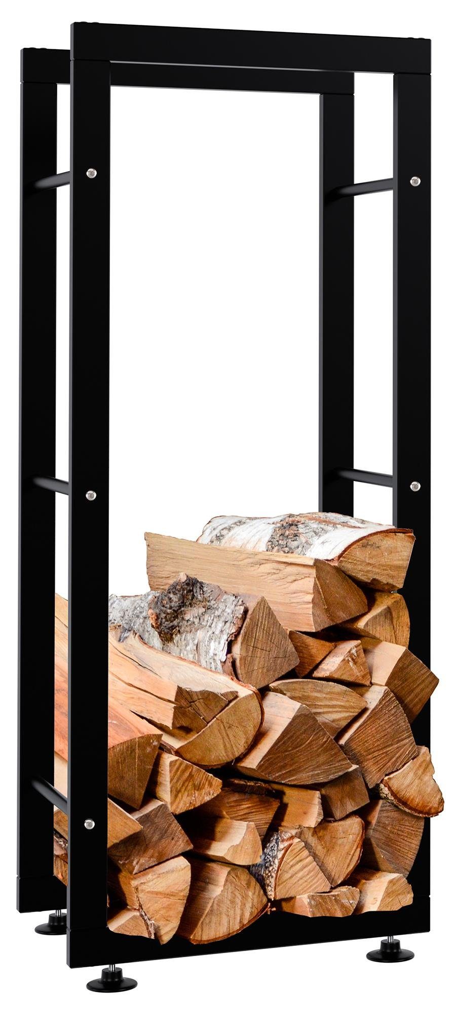 CLP Kaminholzregal Keri V2, BxTxH:40x25x100 cm, (1er), schwarzes Metall