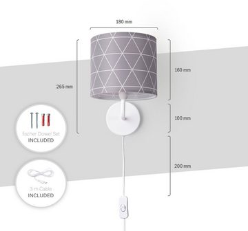Paco Home Wandleuchte Stella 401, ohne Leuchtmittel, Stecker Flur Lampe Wohnzimmer âˆ…18cm Skandi Stil Kabel 3m E14