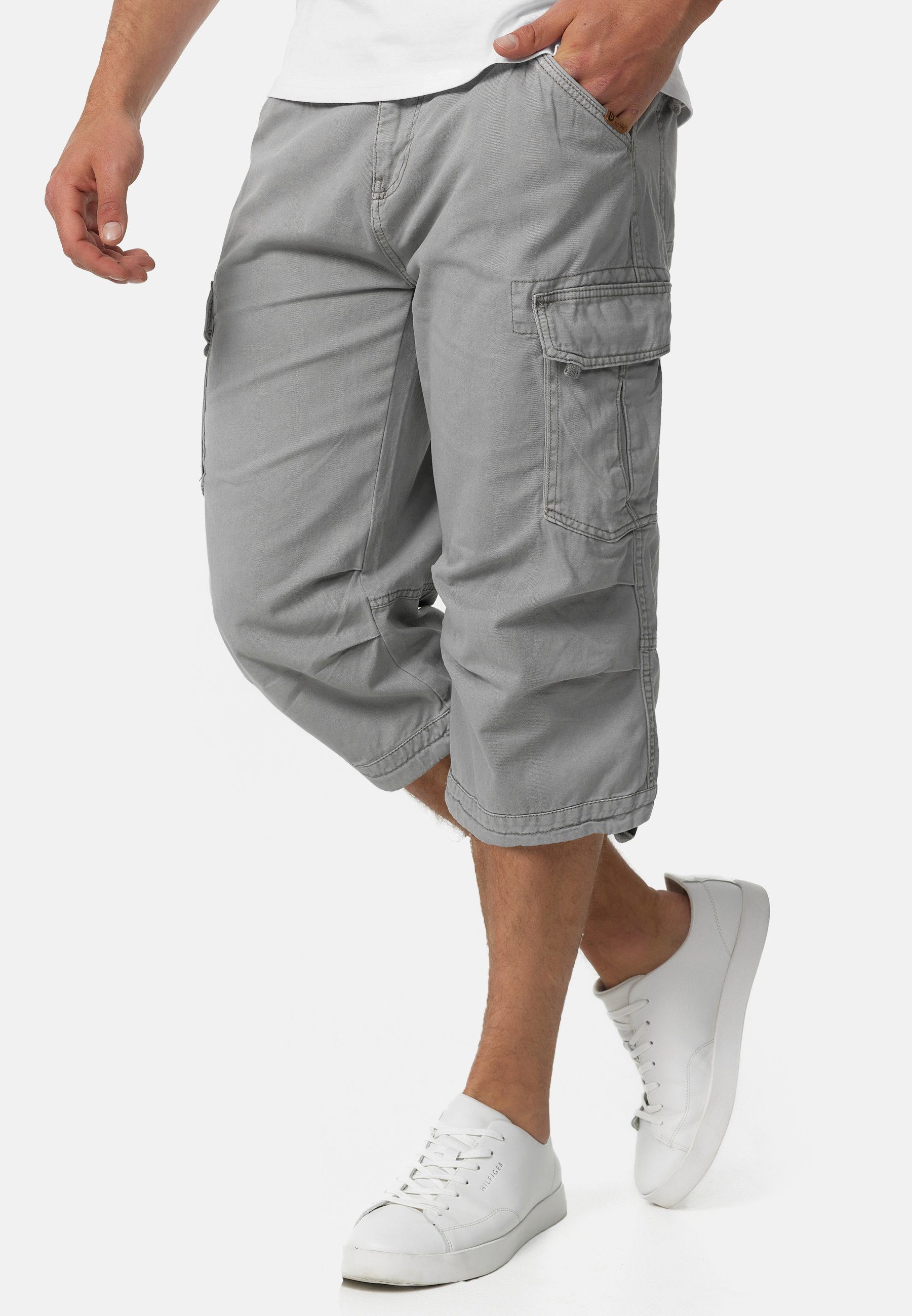 Indicode Cargoshorts Herren Nicolas Check Cargo Shorts Herrenshorts aus einer robusten Materialmischung