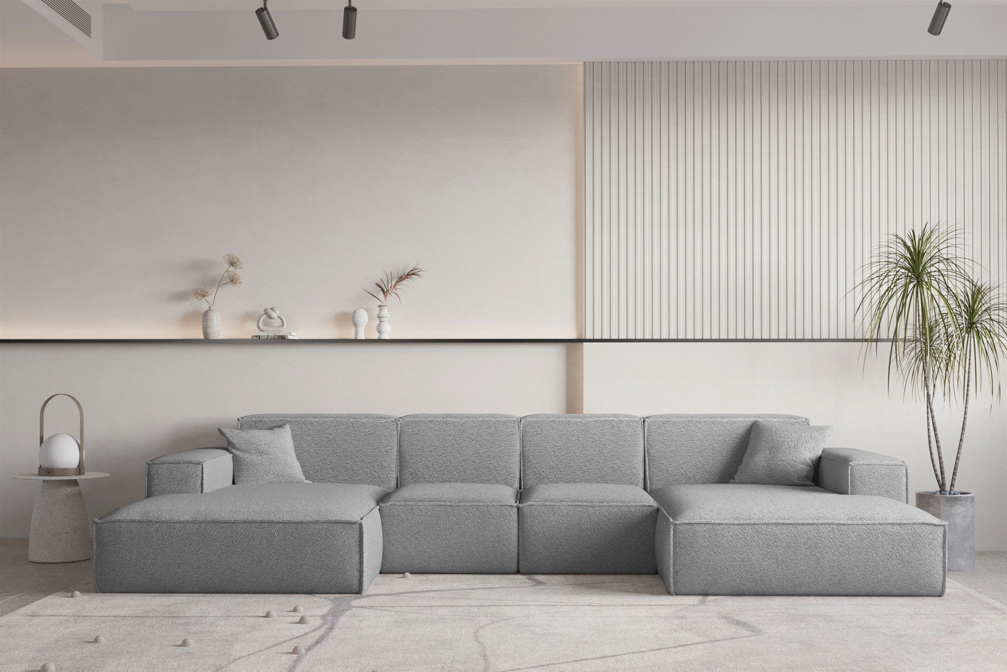 Fun Möbel Wohnlandschaft U-Form CELES PREMIUM XS, Breite 342 cm, inkl. 2 Zierkissen