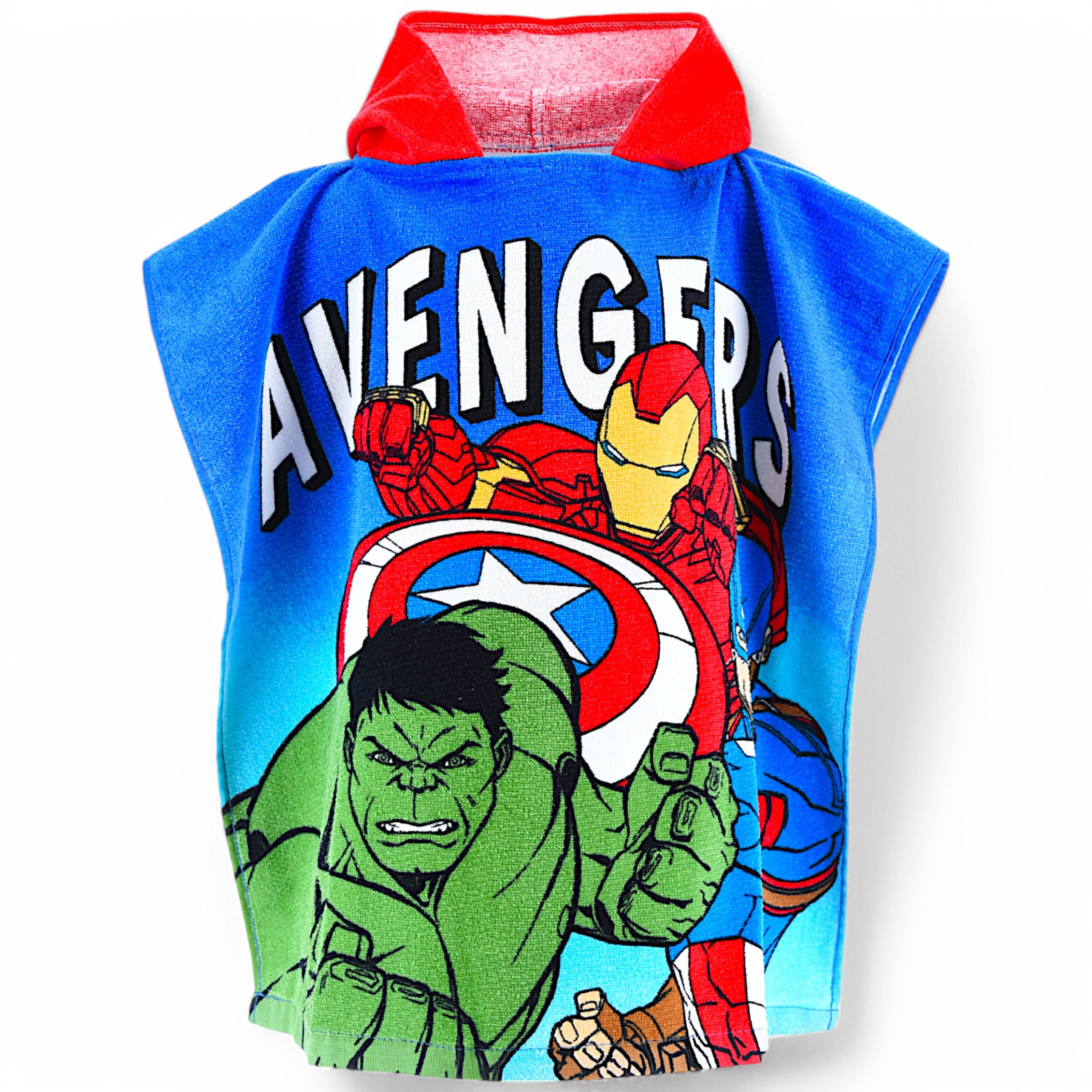 The AVENGERS Badeponcho Captain America, Hulk, Iron Man, Baumwolle, mit Kapuze, Kinder Kapuzenhandtuch 55 x 110 cm