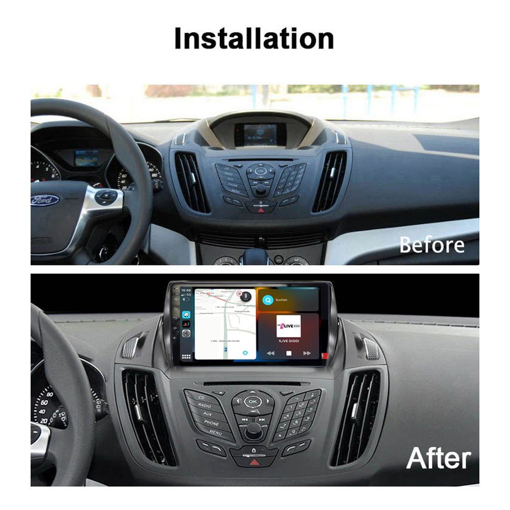 TAFFIO Für Ford Kuga II C-Max II 9"Touchscreen Android Autoradio GPS CarPlay Einbau-Navigationsgerät