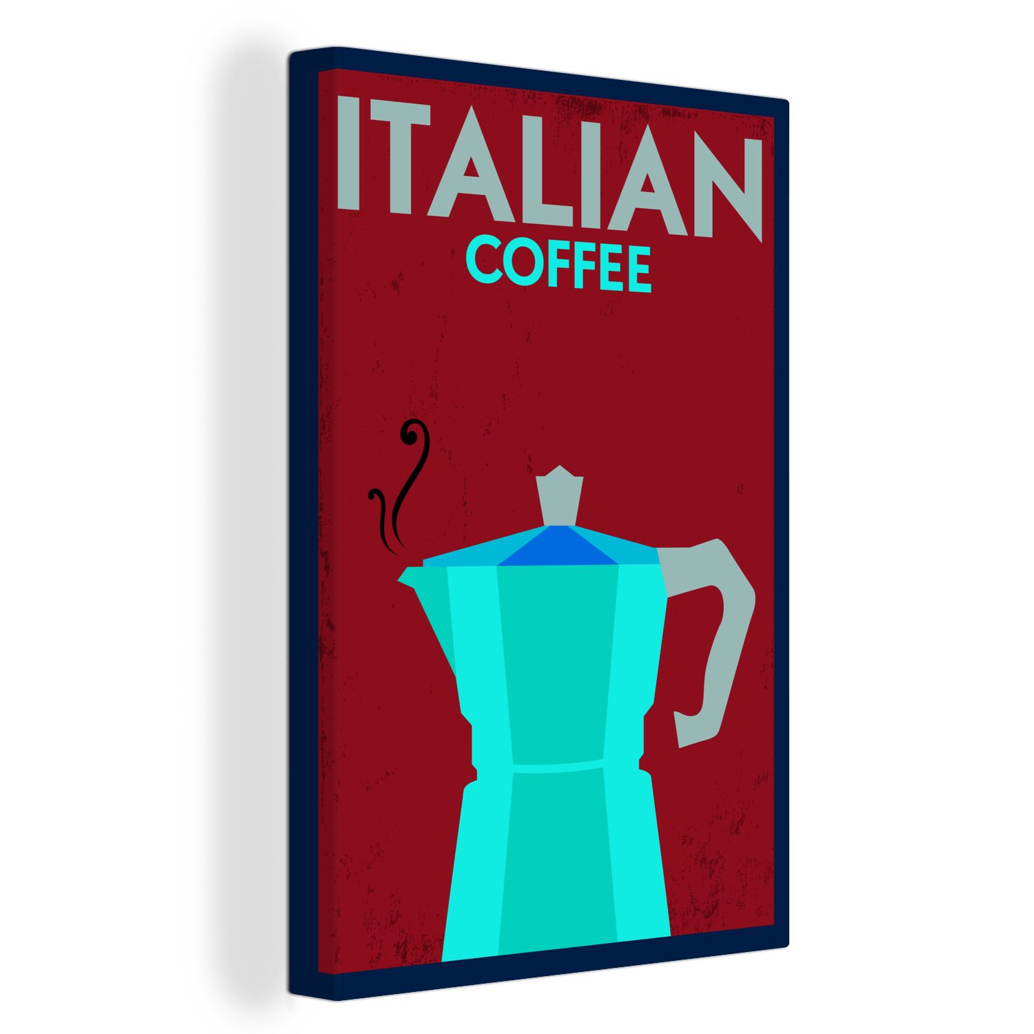 OneMillionCanvasses® Leinwandbild Italien - Jahrgang - Kaffee - Zitate - Italienischer Kaffee, (1 St), Leinwandbild fertig bespannt inkl. Zackenaufhänger, Gemälde, 20x30 cm