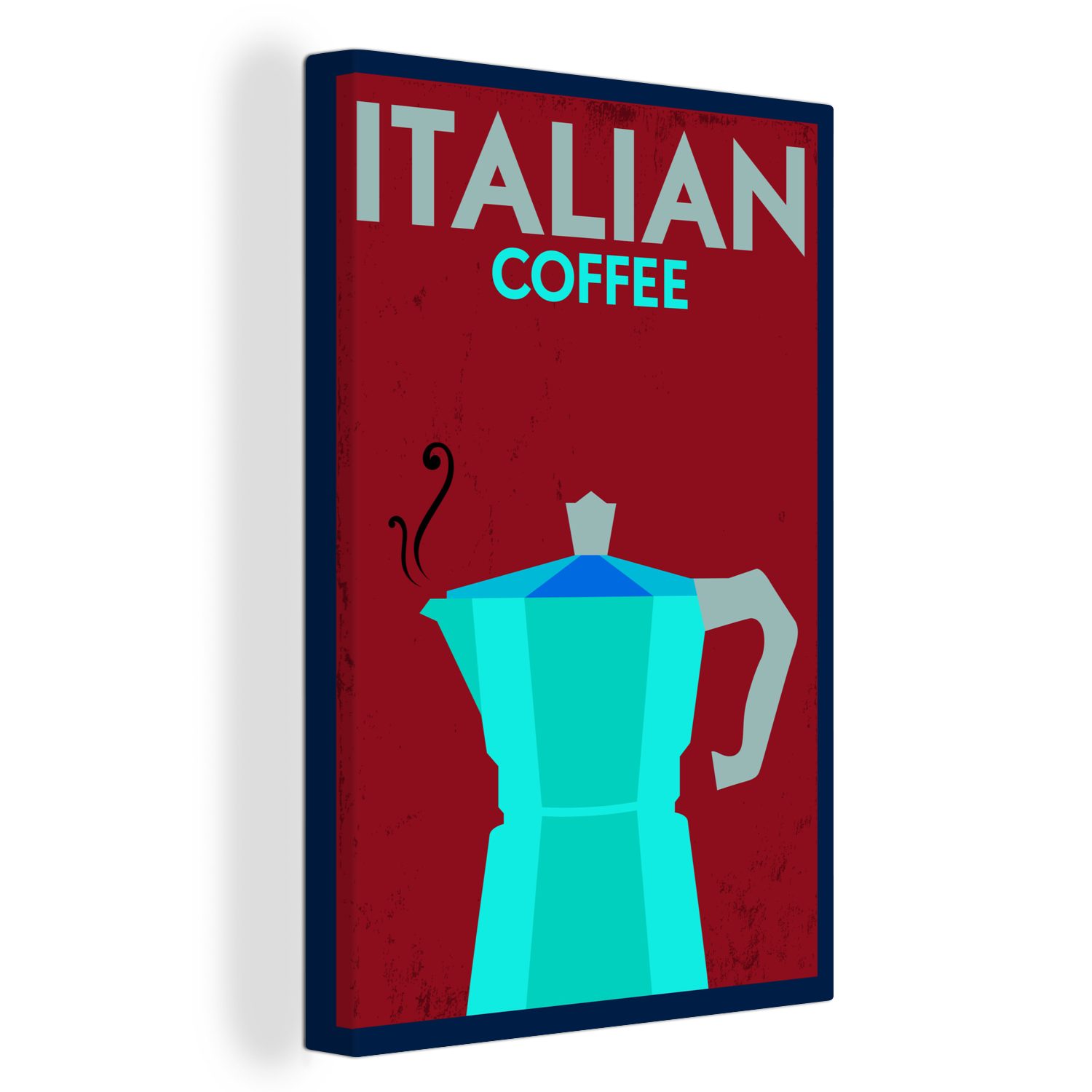 Zackenaufhänger, Leinwandbild Kaffee, cm Kaffee fertig Gemälde, St), OneMillionCanvasses® Jahrgang - Italien Zitate Leinwandbild 20x30 Italienischer bespannt - - inkl. (1 -