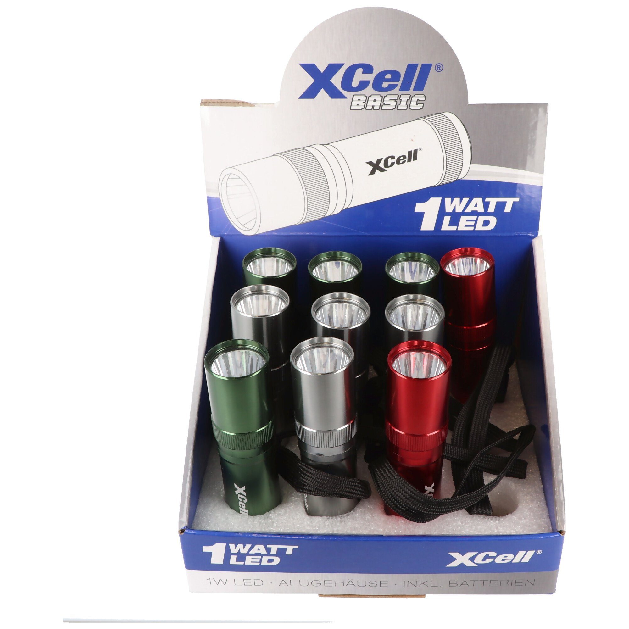 farblich LED, XCell s Taschenlampe Watt LED-Taschenlampe edles LED Basic Aluminiumgehäuse, 1