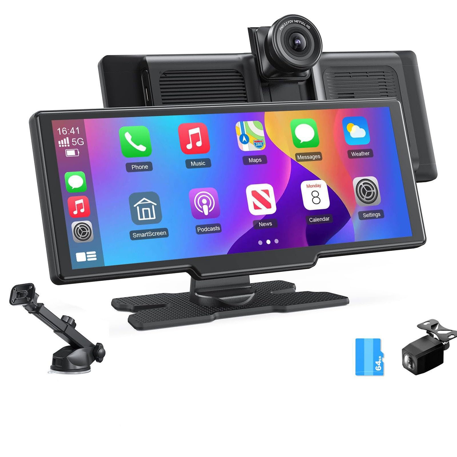 9,26 Zoll 4K + 1080p Dual-Kamera Wireless CarPlay -Display Dashcam Dashcam