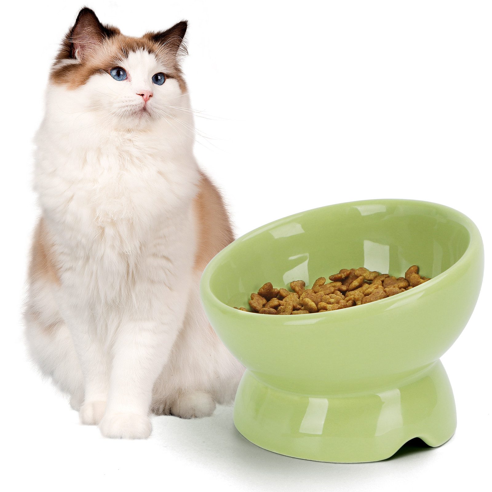 Futterstation Katzennapf Keramik Futternapf Katze mit 15°Neigung Design