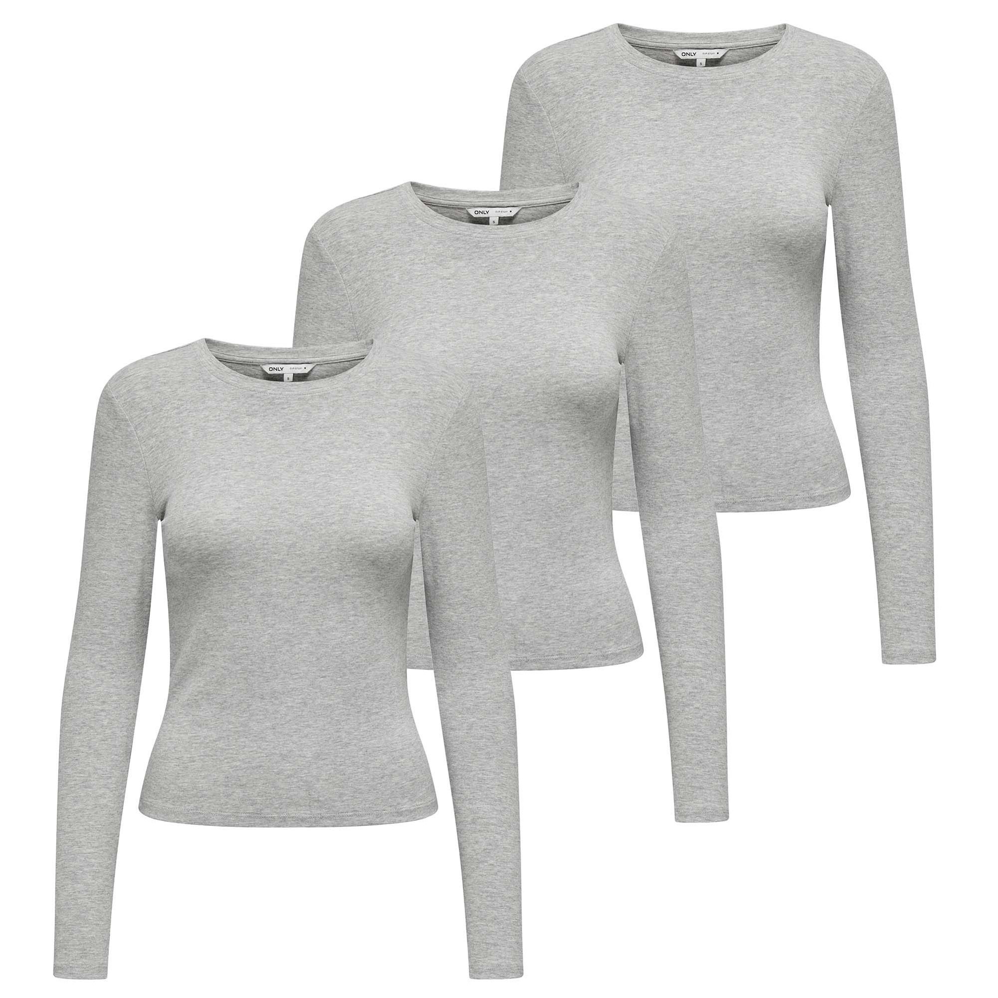 ONLY T-Shirt Damen Longsleeve 3er Pack Baumwolle (Packung, 3er Pack) günstig online kaufen