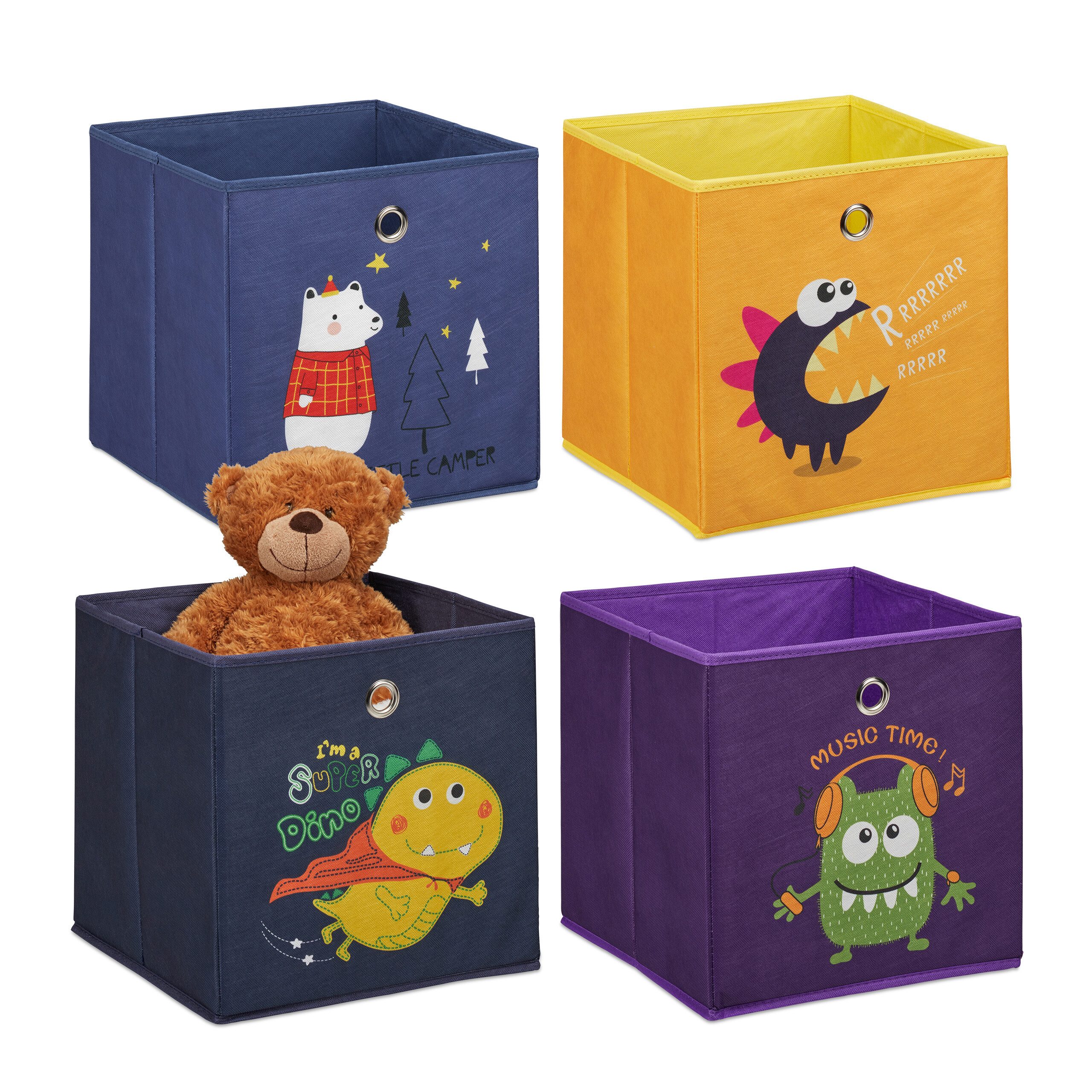 relaxdays Faltbox Kinder Aufbewahrungsboxen im 4er Set, A günstig online kaufen