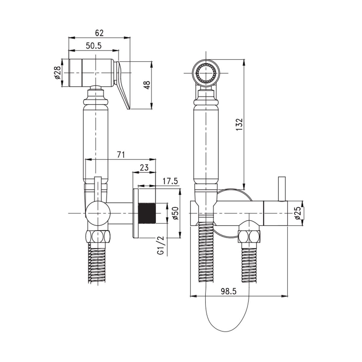 Belvit Bidetarmatur BV-BA3729 (nicht_zutreffend, 1-St) BELVIT Design Bidet Toilettenarmatur mit Handbrause matt schwarz