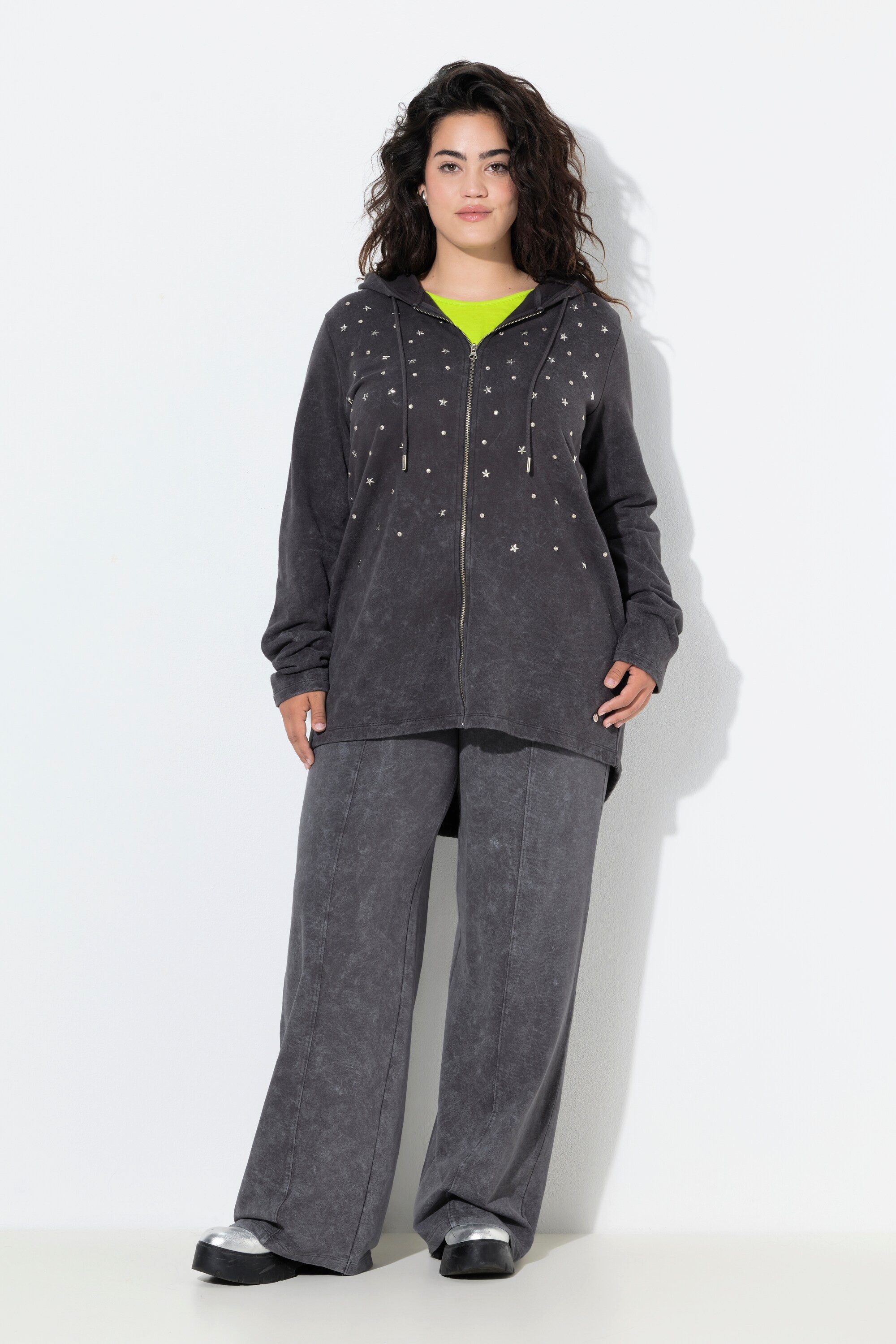 Sweatjacke Sweatjacke A-Linie Sterne Kapuze