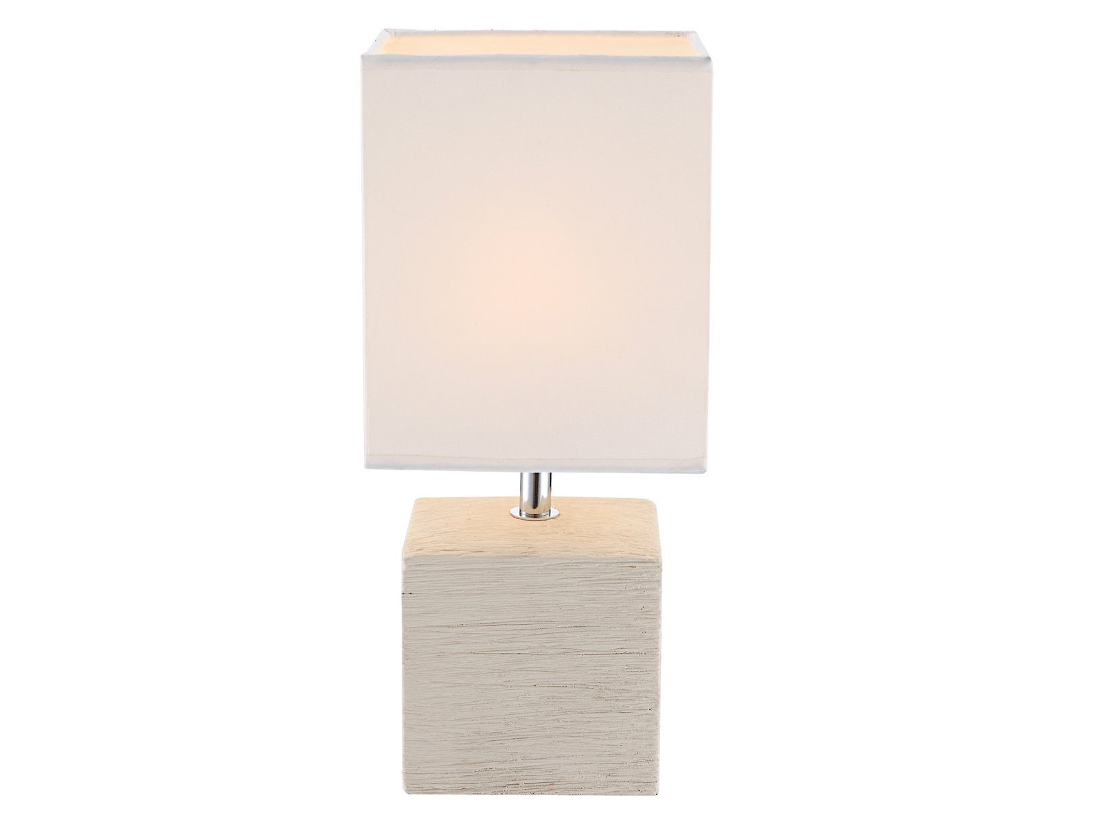 Weiß Lampenschirme Stoff Beige Nachttischlampe, Designklassiker meineWunschleuchte Fensterlampe LED warmweiß, Fensterbank LED wechselbar, 29cm