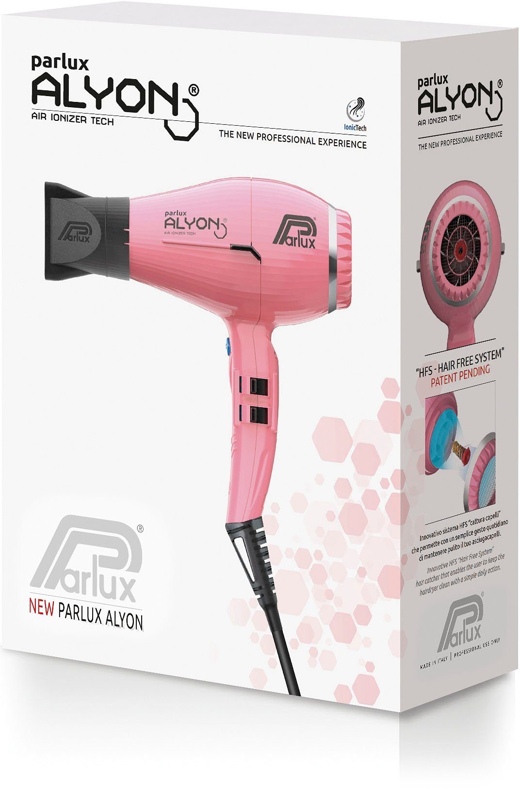 Haartrockner W, HFS Patentiertes Free rosa (Hair 2250 Parlux Ionic, Parlux Reinigungssystem System) Alyon