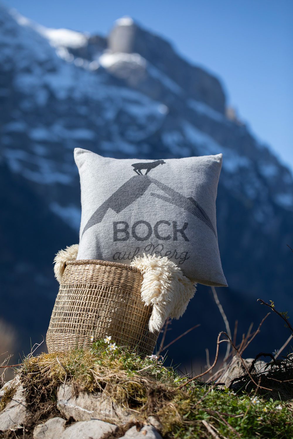 DAVID FUSSENEGGER Kissenhülle Silvretta 'Bock' 50 x 50 cm Filz - Grau