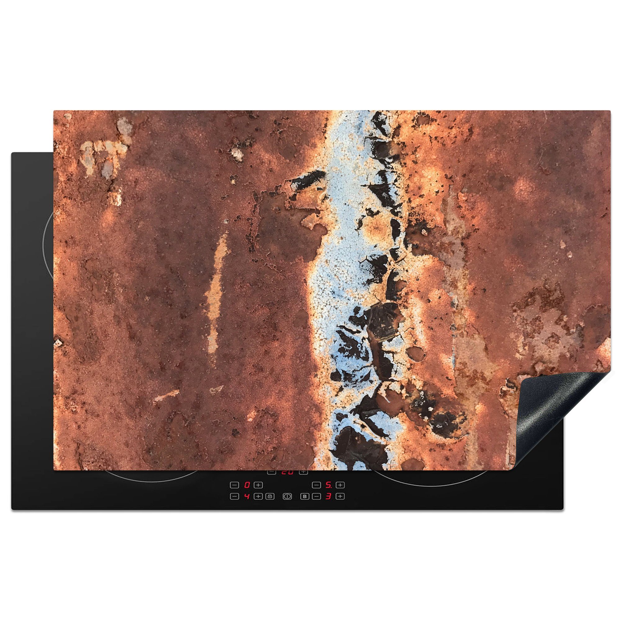 MuchoWow Herdblende-/Abdeckplatte Rost - Rost - Metall, Vinyl, (1 tlg), 81x52 cm, Induktionskochfeld Schutz für die küche, Ceranfeldabdeckung
