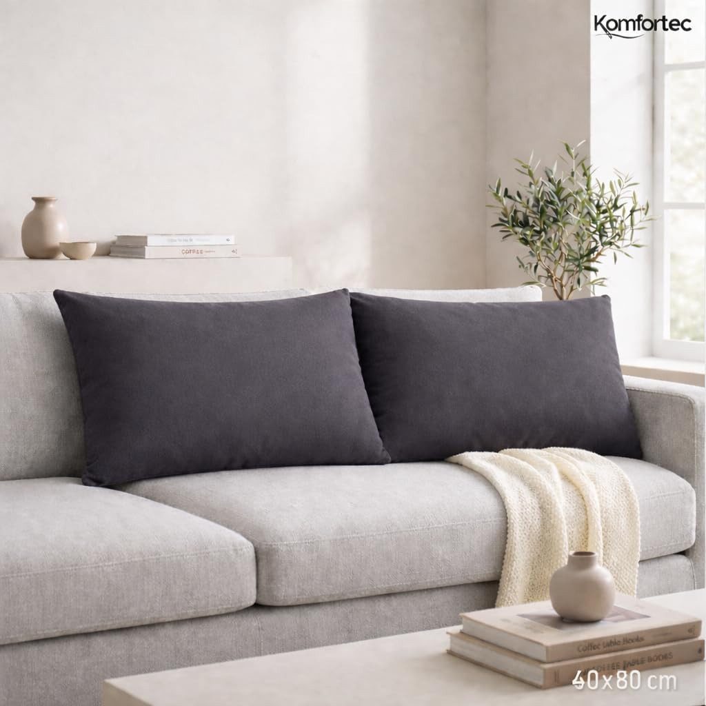 Komfortec Kissenbezug Premium Kopfkissenbezug, gebürstet 100% Mikrofaser 90g/m², (2 Stück), 40x80 cm mit Reißverschluss, Superweiches Kissenhülle Set