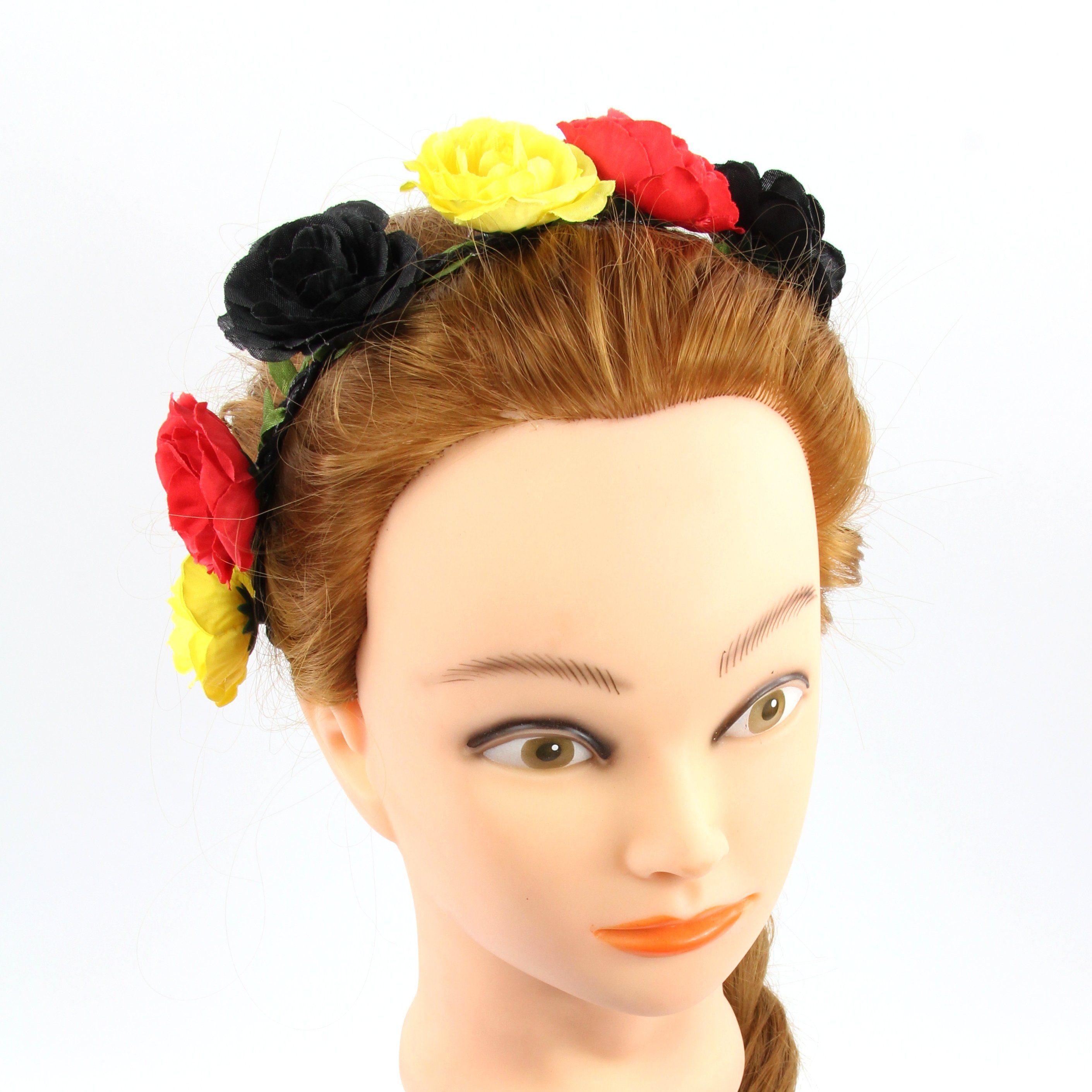 Belgien, Blumen in und rot 1-tlg., - Fan-Accessoire, Deutschland Haarband ZADAWERK gelb Haarschmuck, schwarz,