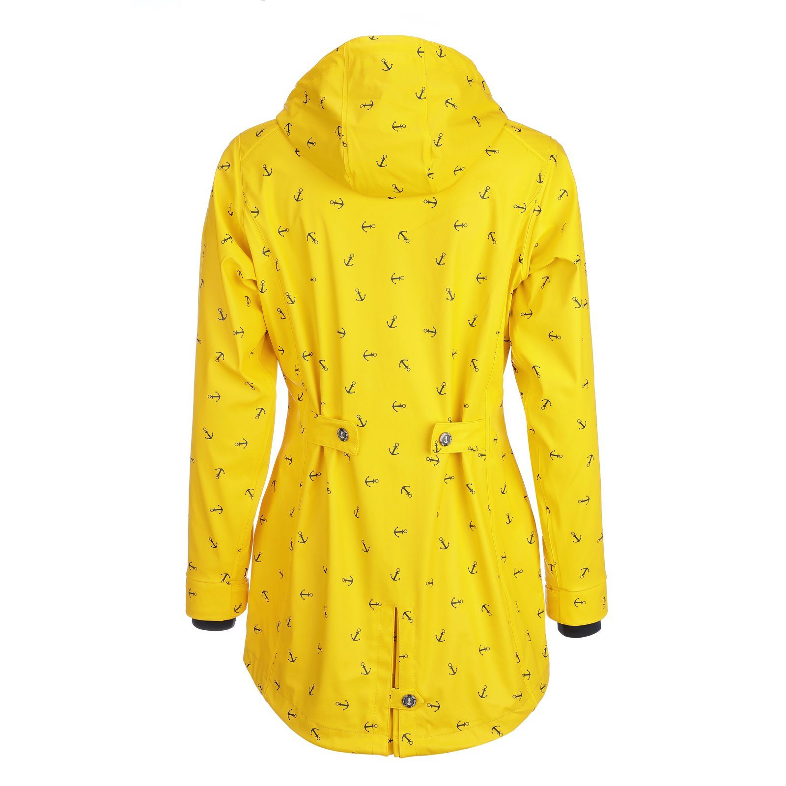 Dry Fashion Regenjacke Damen - Cuxhaven mit wasserdicht Anker-Print Jacke Kapuze Regenmantel gelb