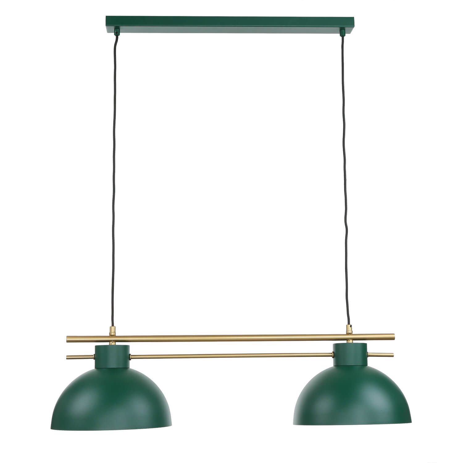 Licht-Erlebnisse Pendelleuchte MOJNA, ohne Leuchtmittel, Metall Metall E27 H: max. 120 cm in Dunkelgrün Gold 2-flammig