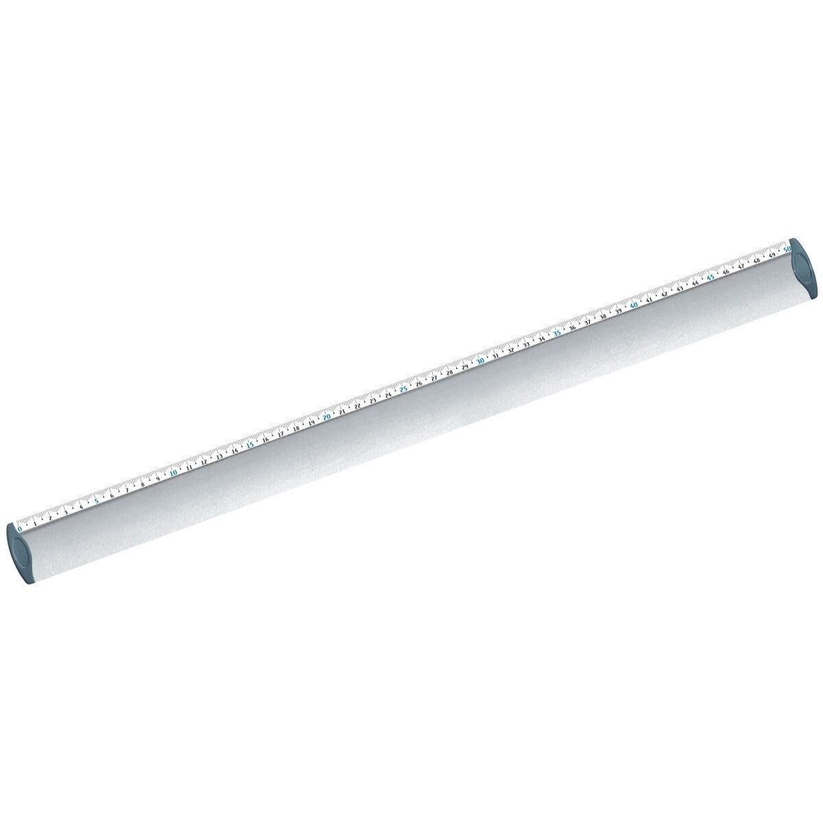 MAPED Lineal Flachlineal eloxiertes Aluminium 50 cm silber mit blauen Endaufsätzen