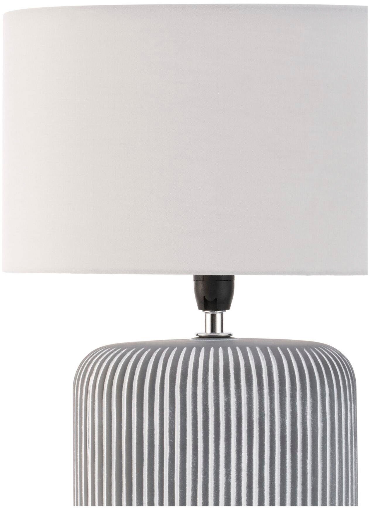 Pauleen Tischleuchte Pure Shine max20W Grau/Weiß 230V Stoff/Keramik, Ein-/Ausschalter, ohne Leuchtmittel, E14