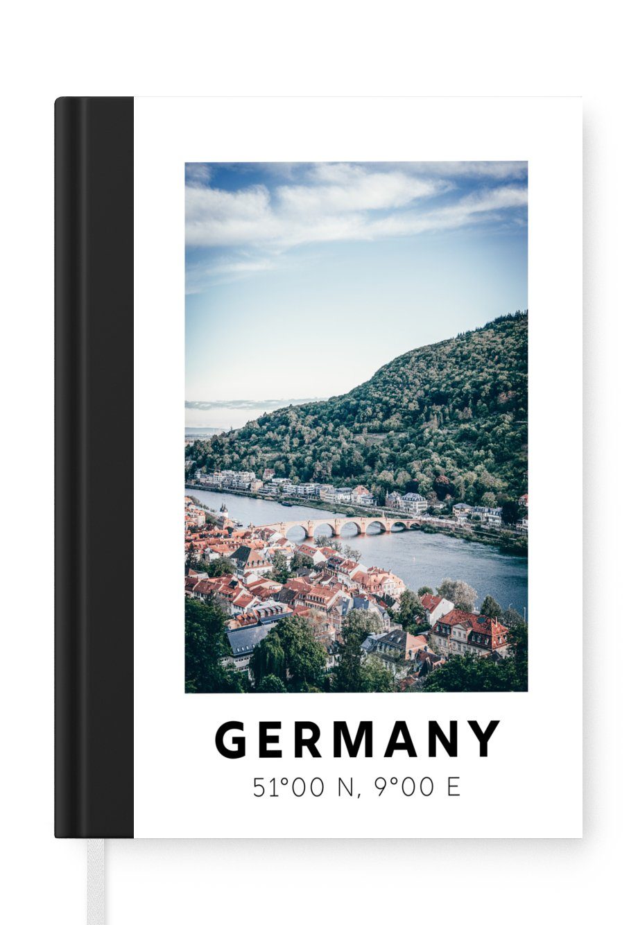 MuchoWow Notizbuch Heidelberg - Deutschland - Wasser, Journal, Merkzettel, Tagebuch, Notizheft, A5, 98 Seiten, Haushaltsbuch