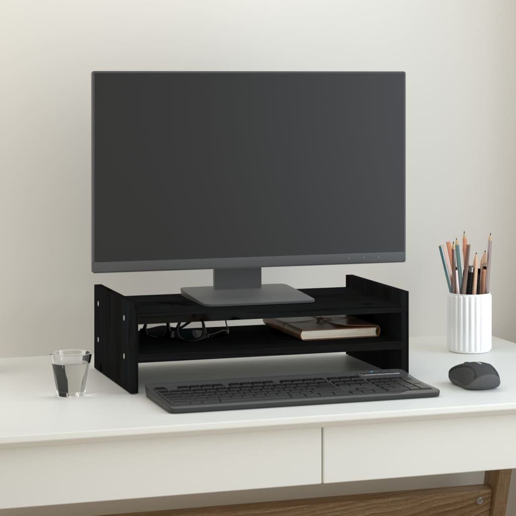vidaXL Monitorständer Schwarz 50x27x15 cm Massivholz Kiefer Monitorständer | Monitor-Halterungen