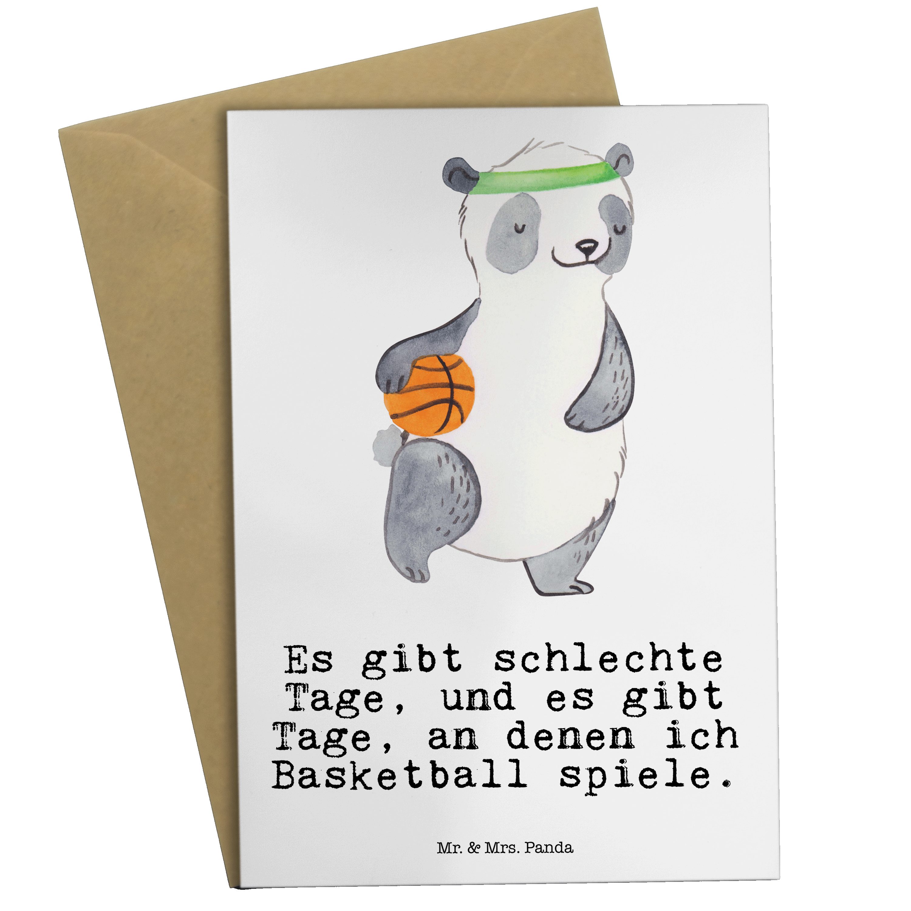 Mr. & Mrs. Panda Grußkarte Panda Basketball Tage - Weiß - Geschenk, Auszeichnung, Geburtstagskar