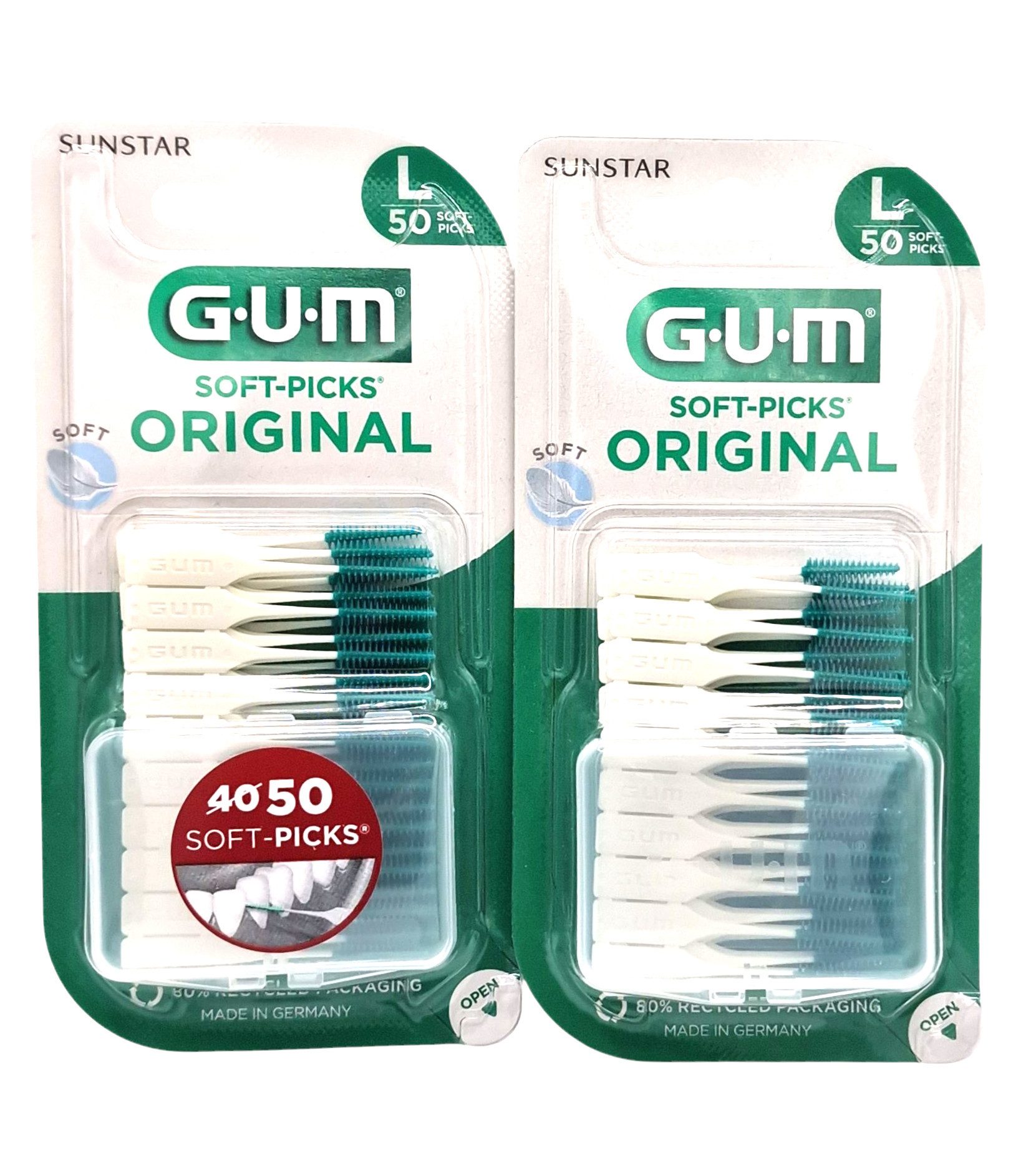 GUM Interdentalbürsten 2x GUM SOFT-PICKS Original Large - 2x 50 Stück