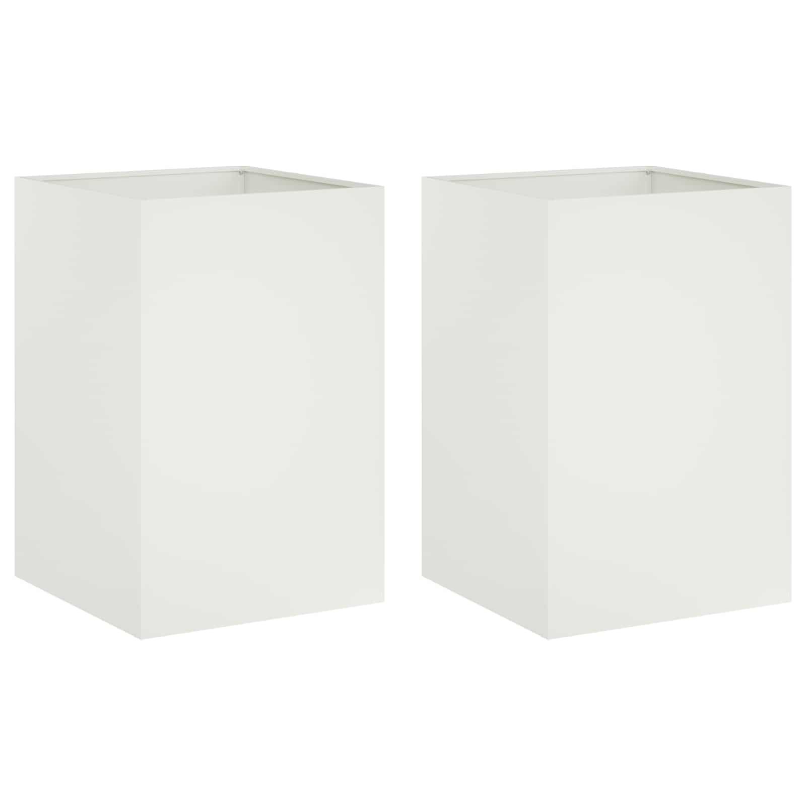vidaXL Blumentopf Garten-Pflanzgefäß 2 stk. Weiß 40 x 40 x 75 cm (2 St)