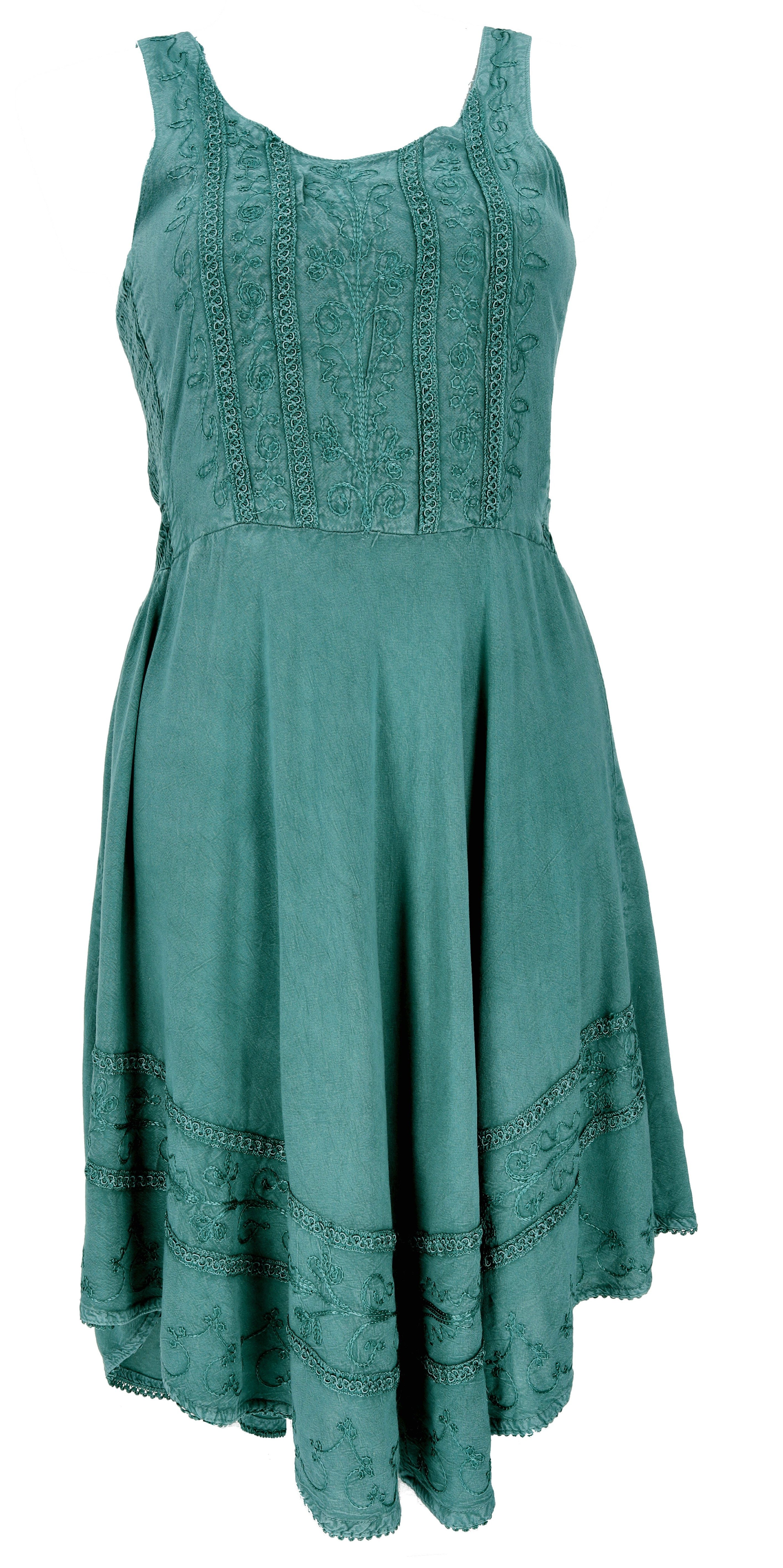 Guru-Shop Midikleid Besticktes Boho Sommerkleid, Midikleid,.. alternative Bekleidung