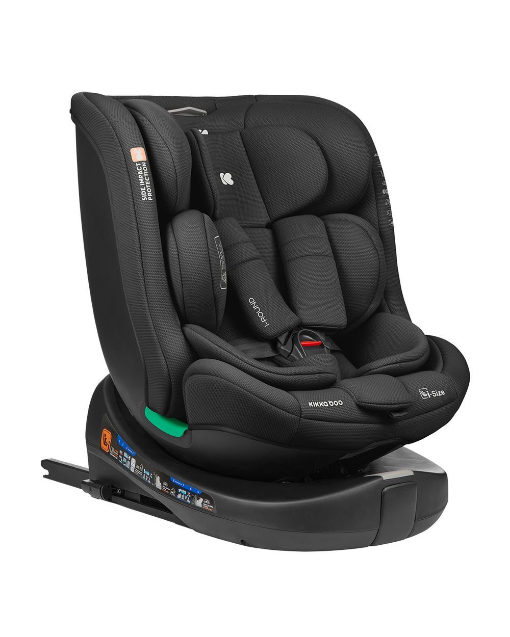 Kikkaboo Autokindersitz Kindersitz i-Round i-Size, ab: 0, bis: 12, (40-150cm) Isofix, 360-Grad-Drehung, Gurt