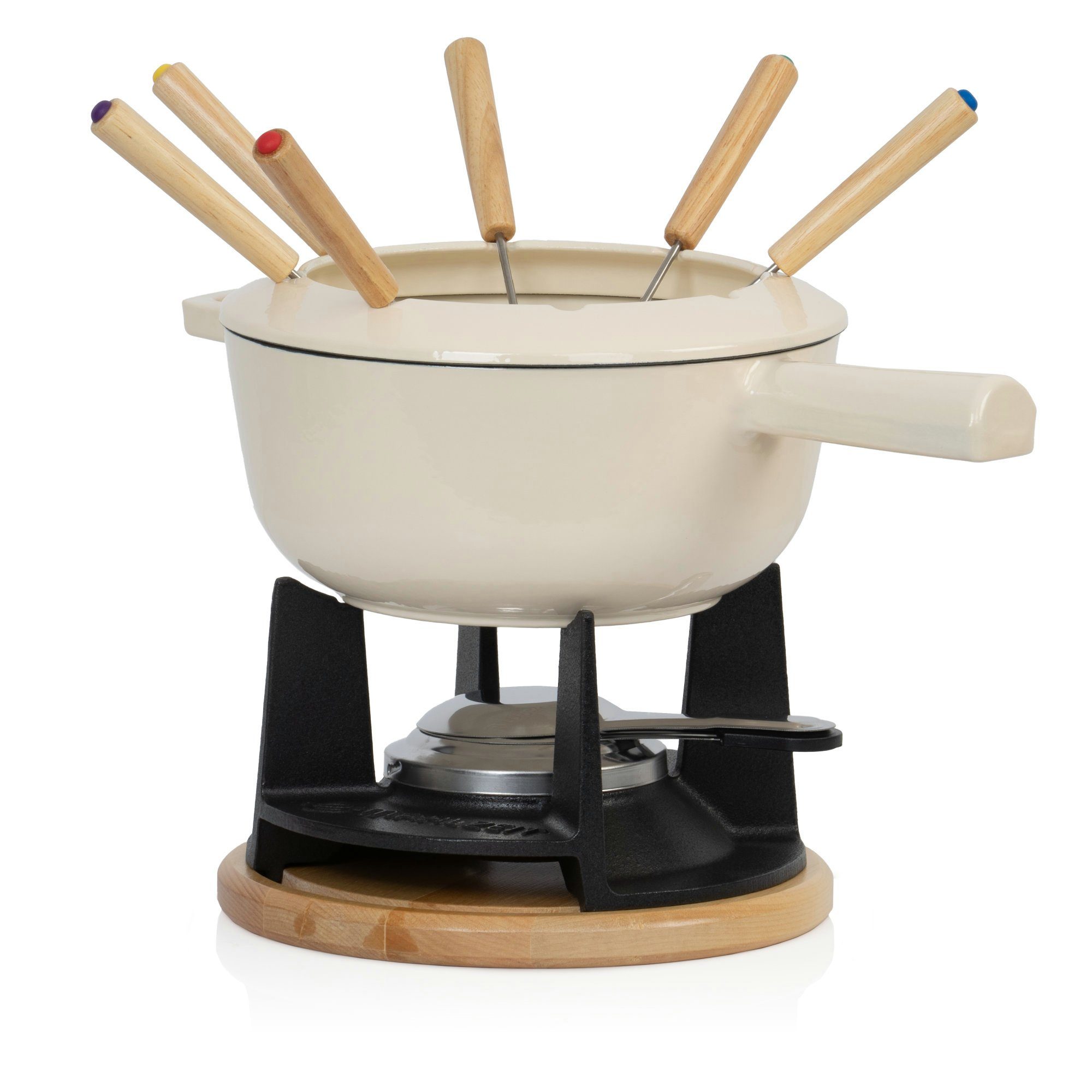Mahlzeit Fondue 13-teiliges Gusseisen Fondue Set für 6 Personen, 2 L, emailliert, 6 Fonduegabeln