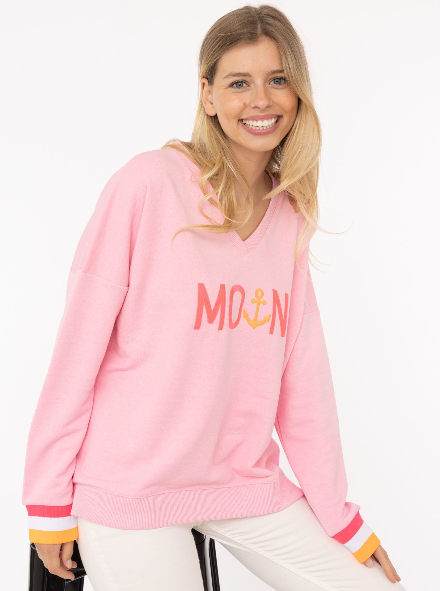 Zwillingsherz Sweatshirt Sweat Pullover V-Neck "MoinZH"