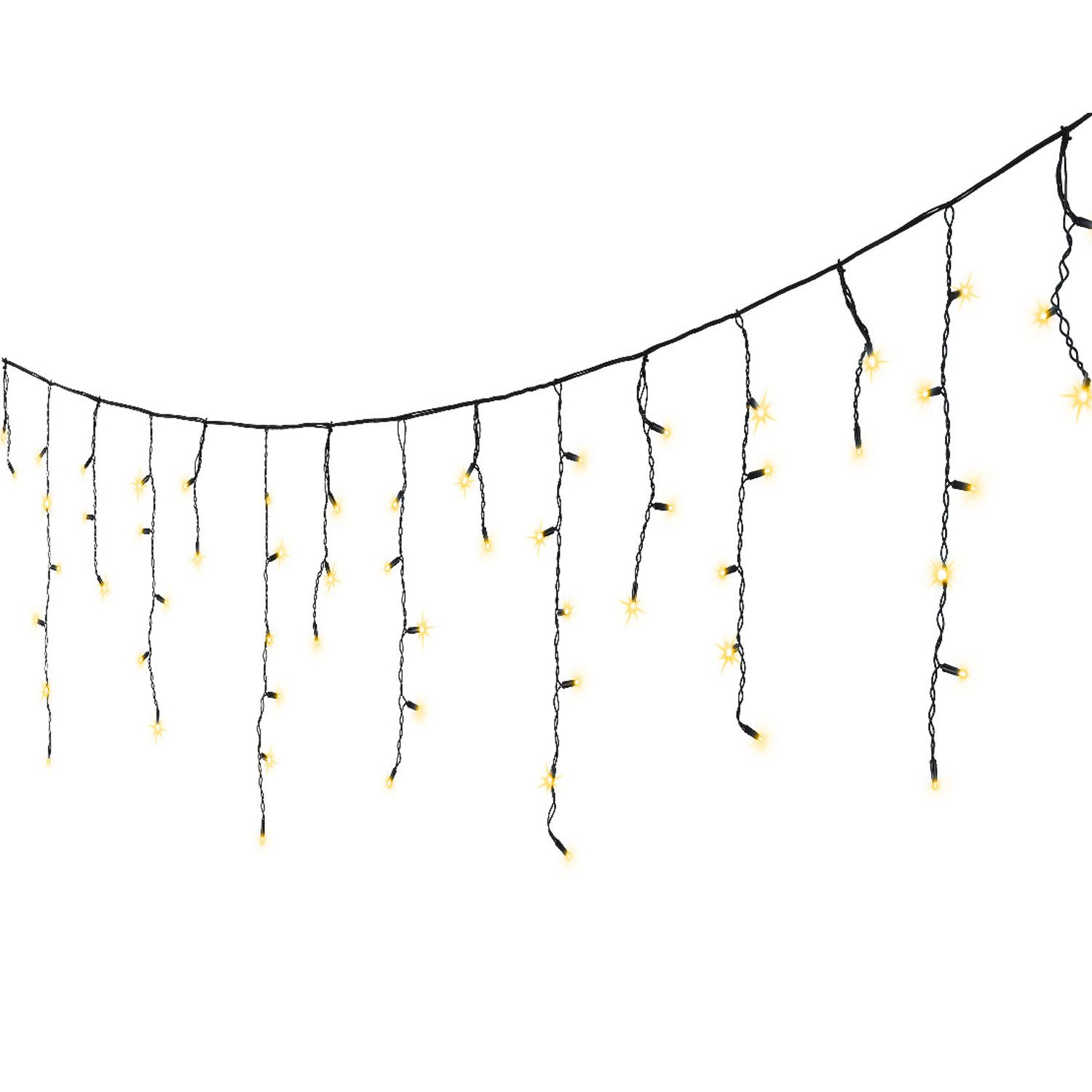 MARELIDA LED-Lichtervorhang Eisregen Lichterkette Icicle 490 bernstein LED 20m Außen Weihnachten, 490-flammig