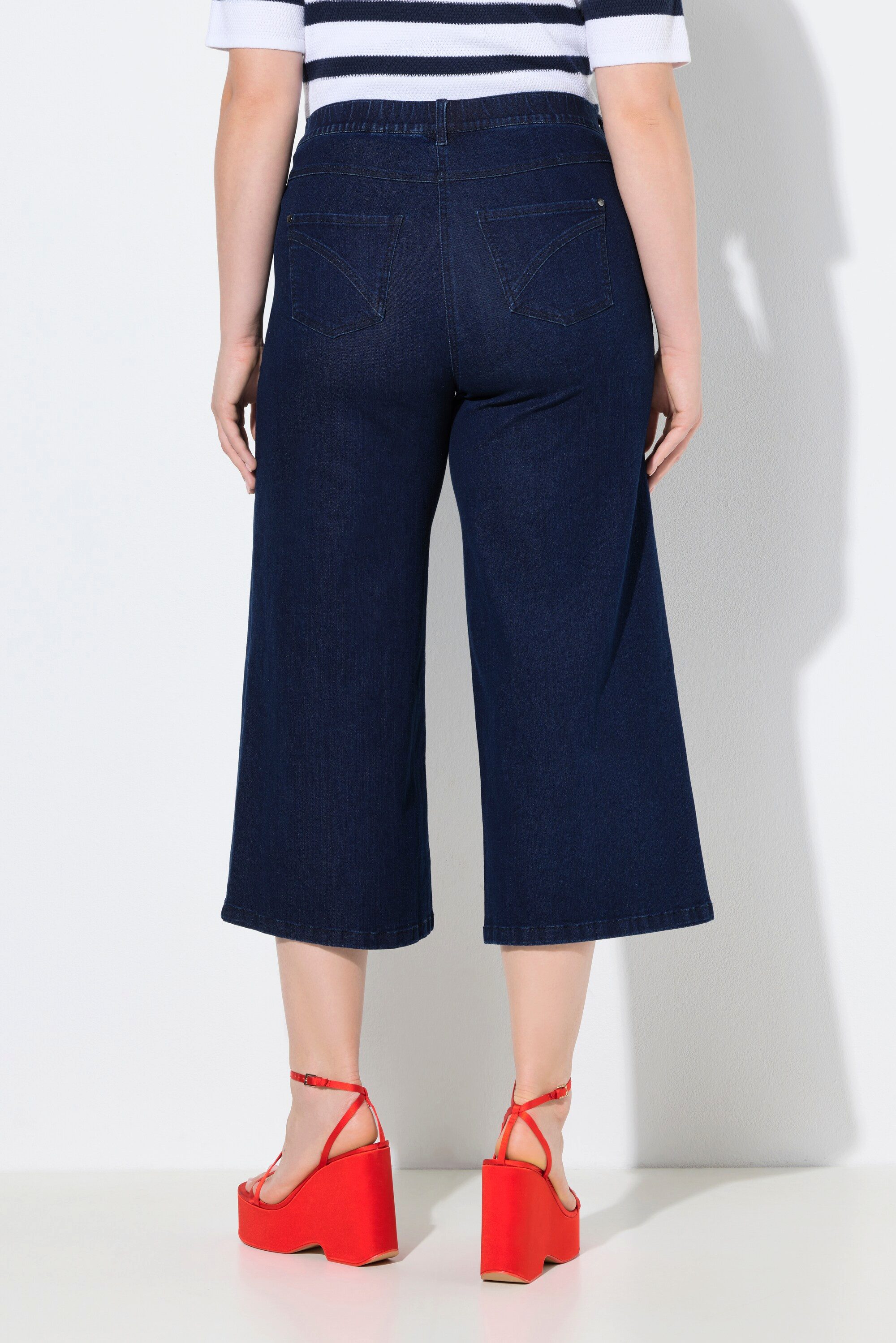 Ulla Popken Regular-fit-Jeans Jeans-Culotte wadenlang weites Bein Marlenehose – Bild 3 von 5